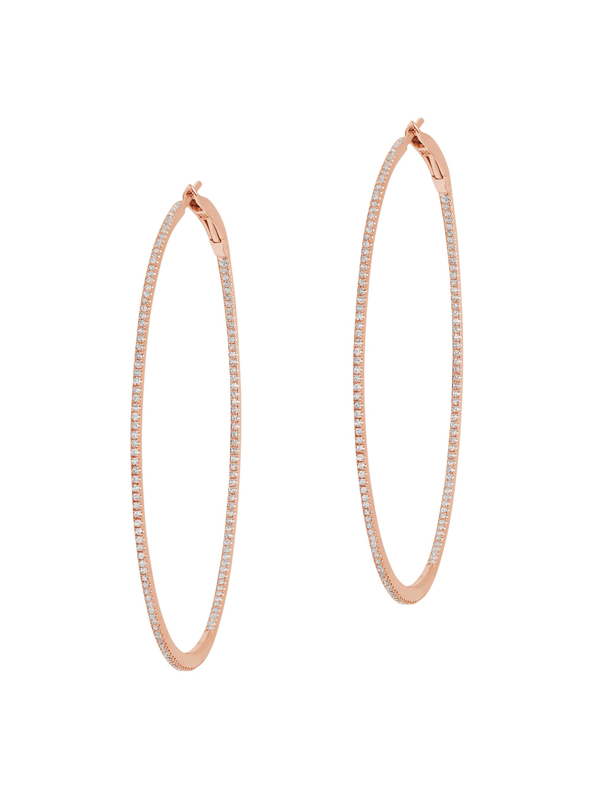 Djula Women's Graphique 18K Gold & 0.85 TCW Diamond  Inside-Out Hoop Earrings - Pink Gold
