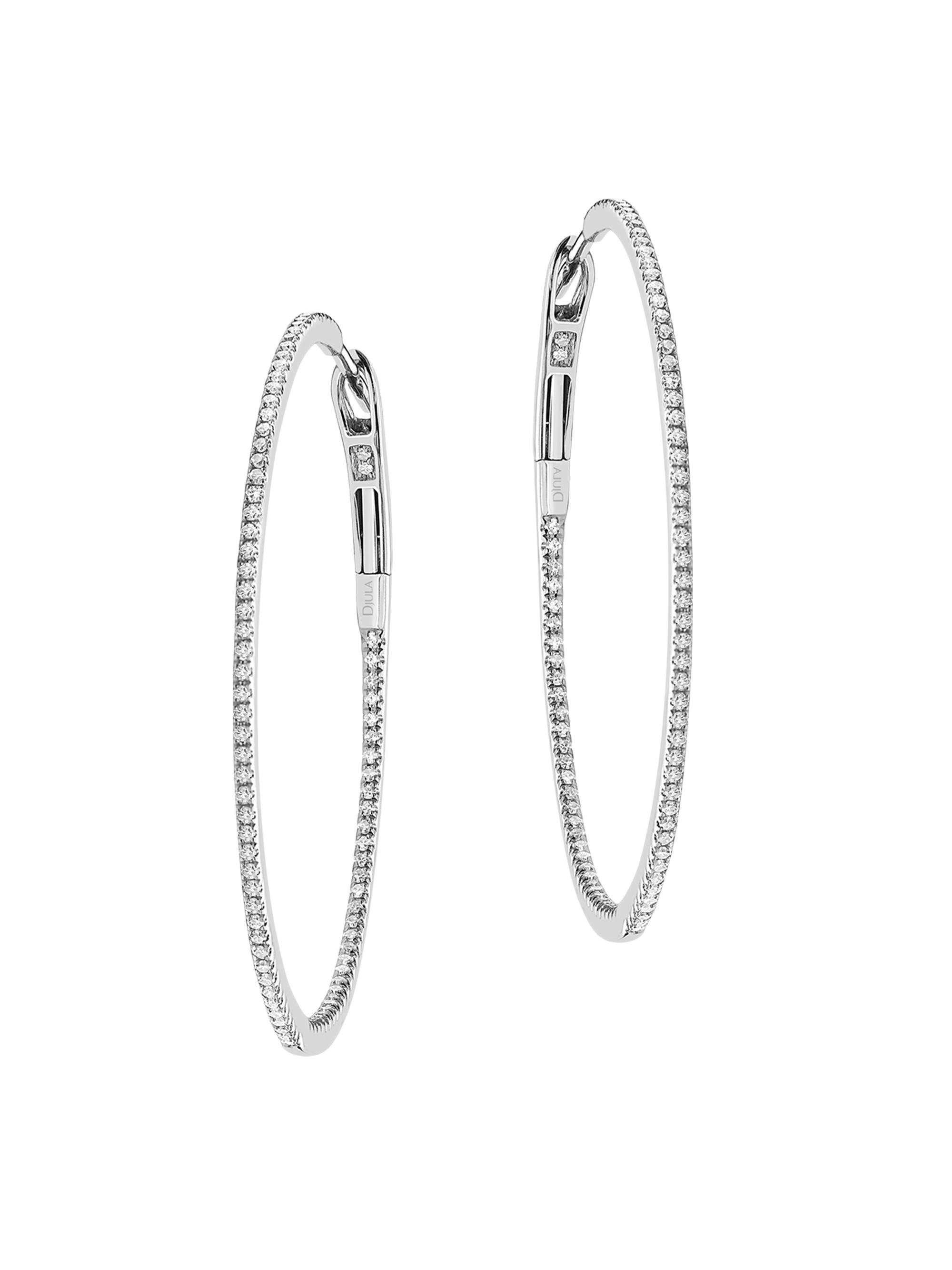 Djula Women's Graphique 18K White Gold & Diamond Hoop Earrings - White Gold