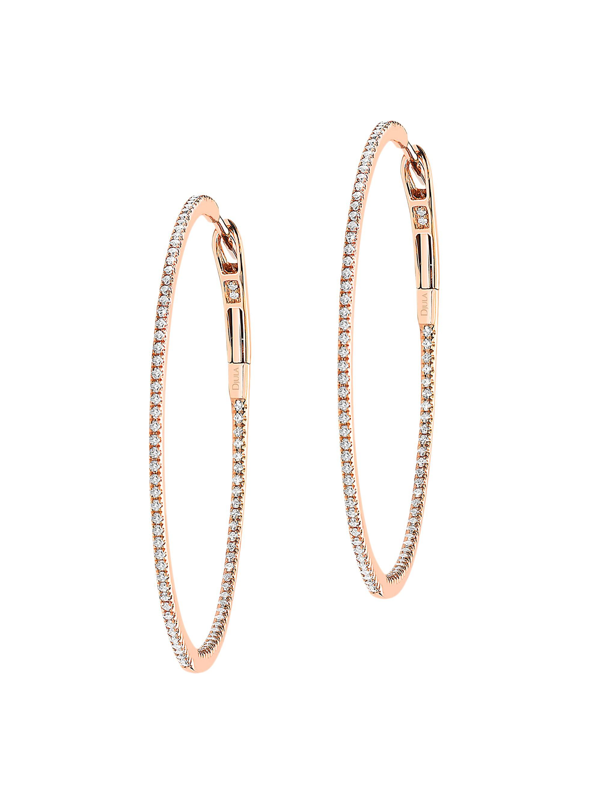 Djula Women's Graphique 18K Rose Gold & Diamond Hoop Earrings - Rose Gold