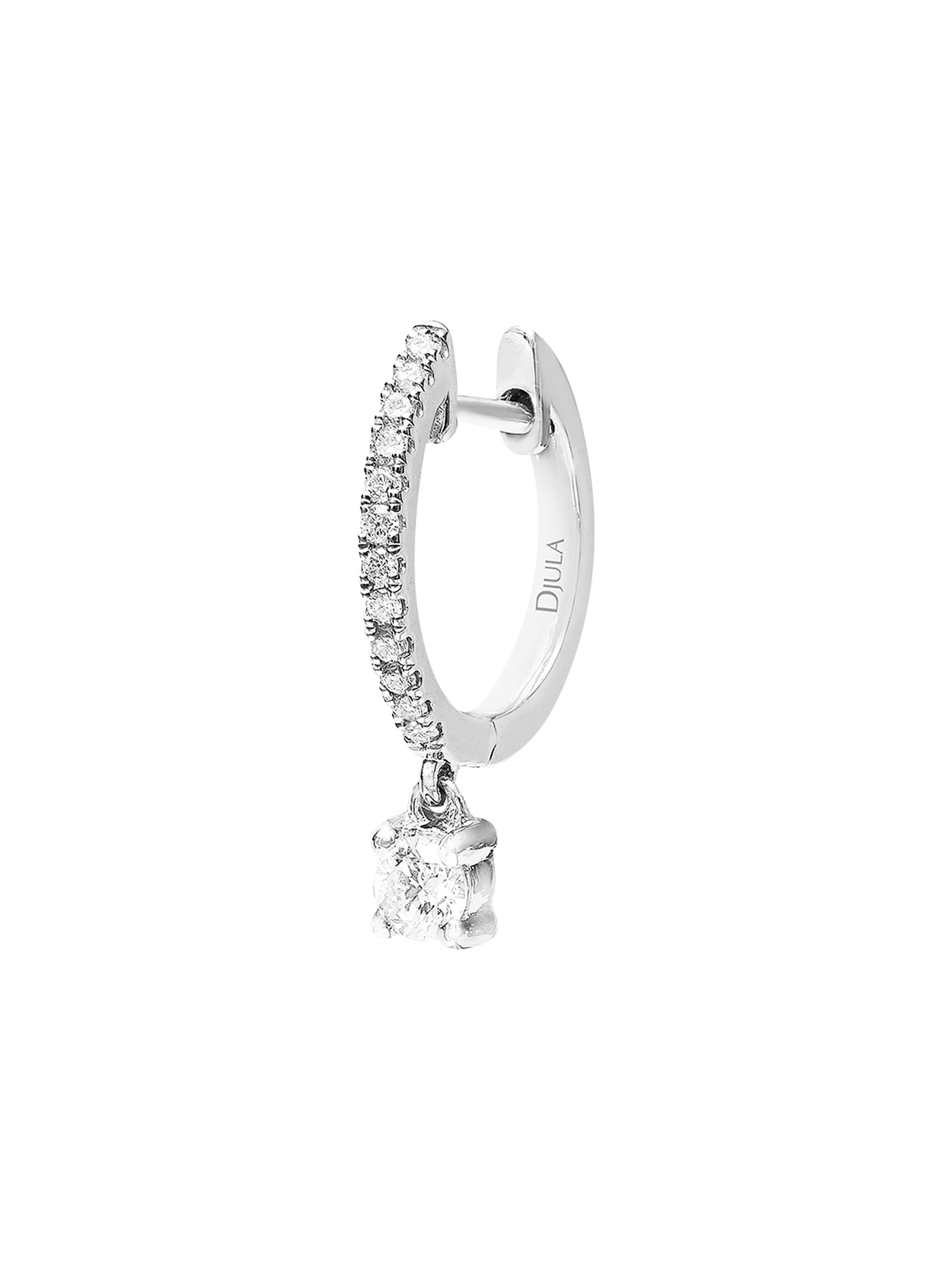 Djula Women's Glam Rock 18K White Gold & Diamond Hanging Square Single Hoop Earring - White Gold