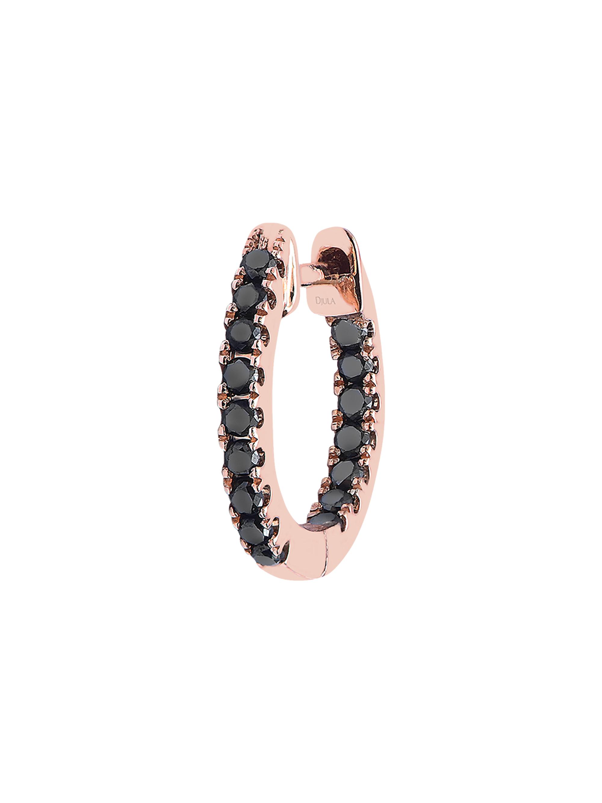 Djula Women's Précieuse 18K Rose Gold & Black Diamond Single Hoop Earring - Black