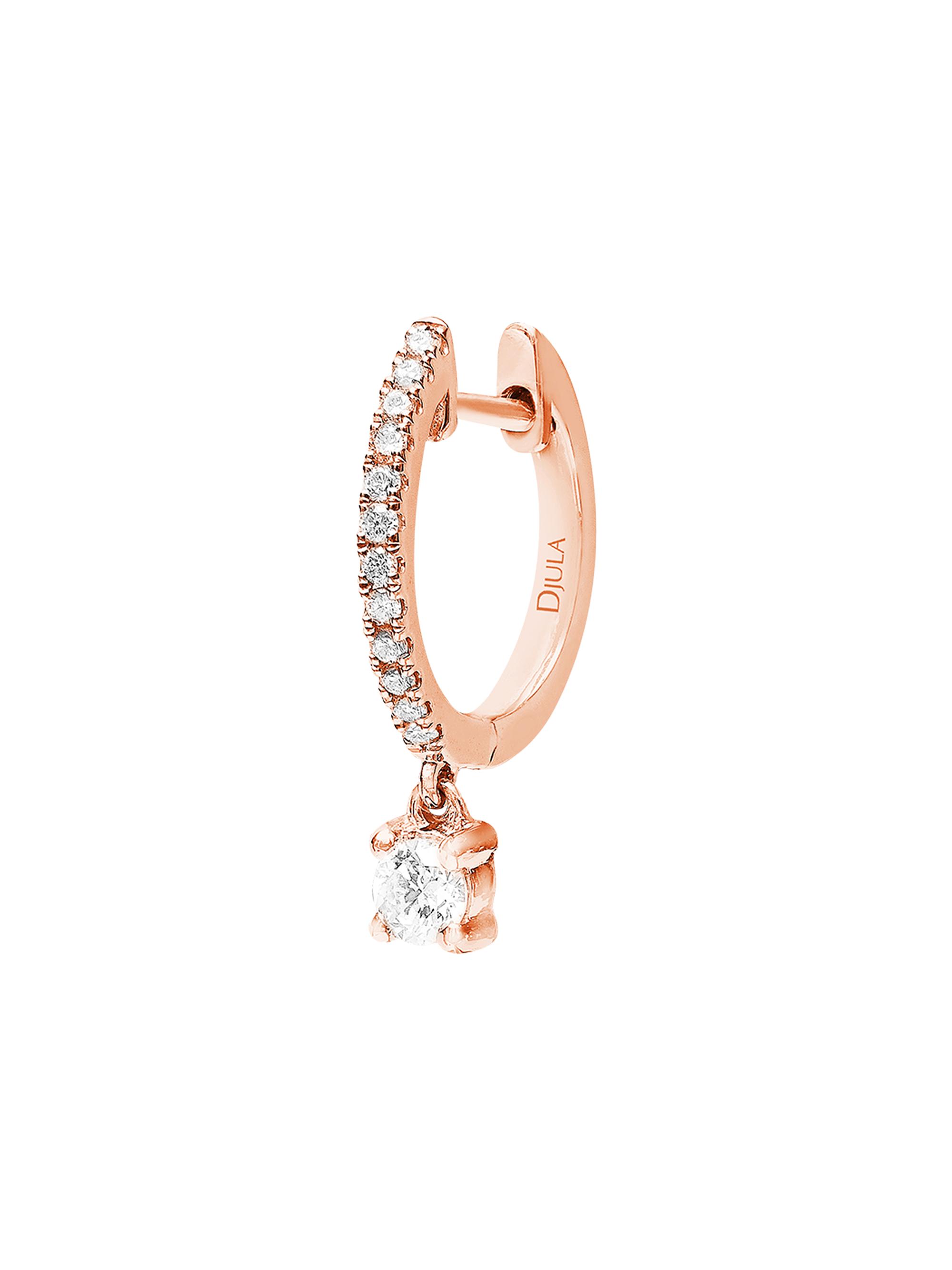 Djula Women's Glam Rock 18K Rose Gold & Diamond Hanging Square Single Hoop Earring - Rose Gold