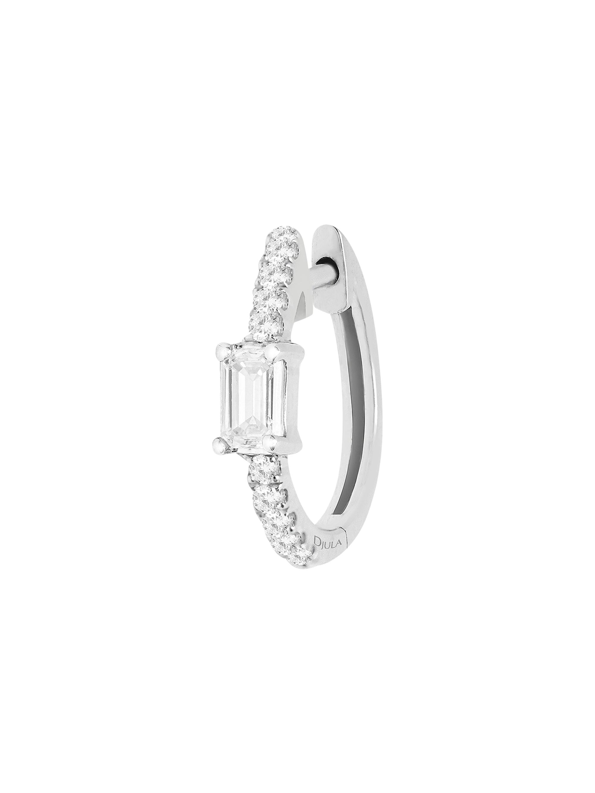 Djula Women's Glam Rock 18K White Gold & Diamond Hanging Square Single Hoop Earring - White Gold