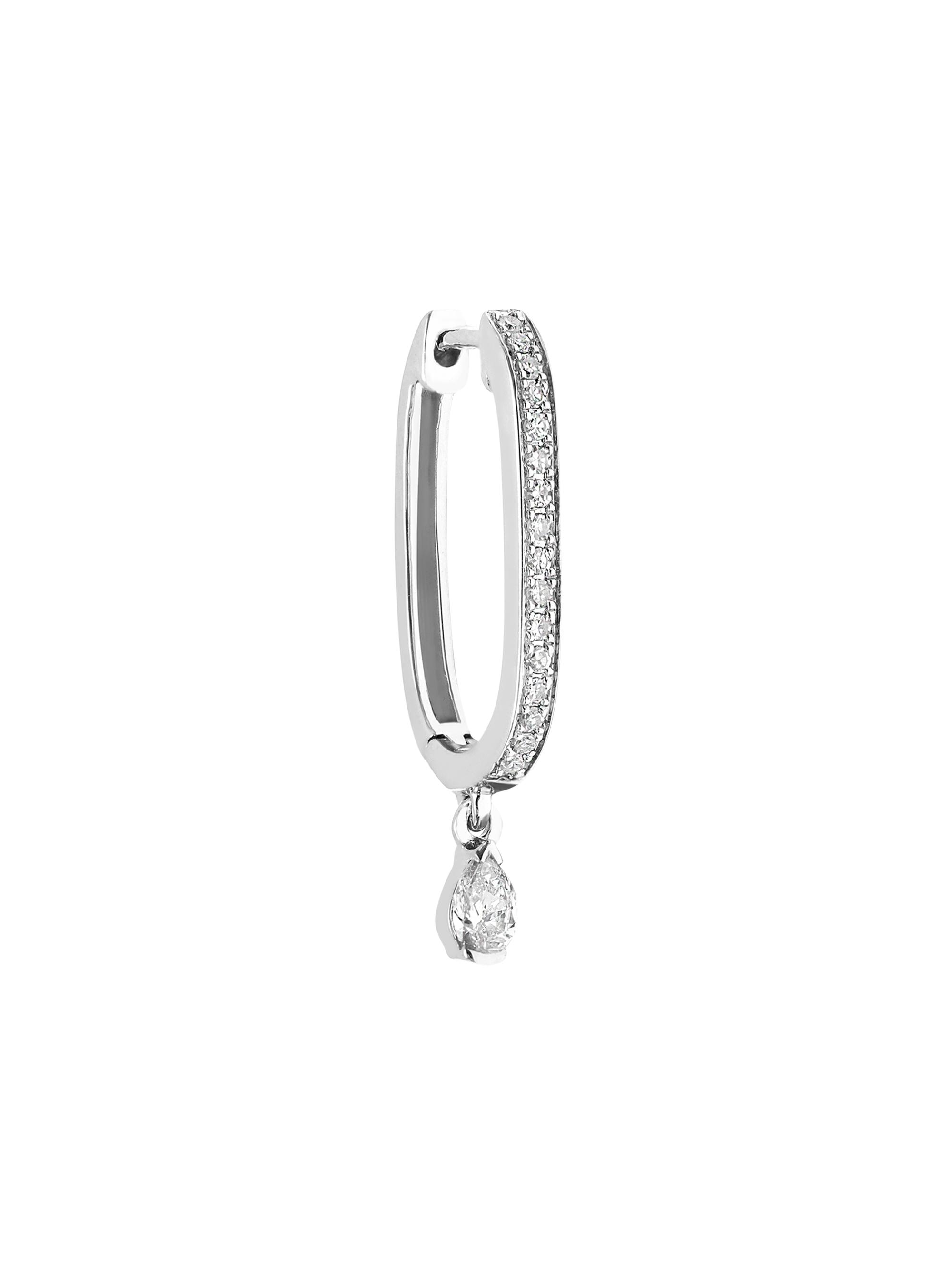 Djula Women's Glam Rock 18K White Gold & Diamond Oval Hoop Earring - White Gold