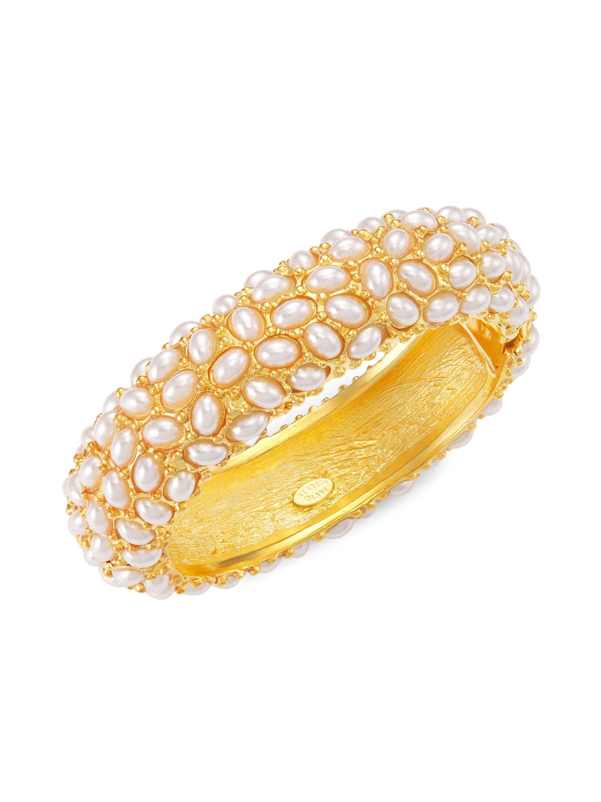 Kenneth Jay Lane Women's Goldtone Faux Pearl Bangle Bracelet - Pearl