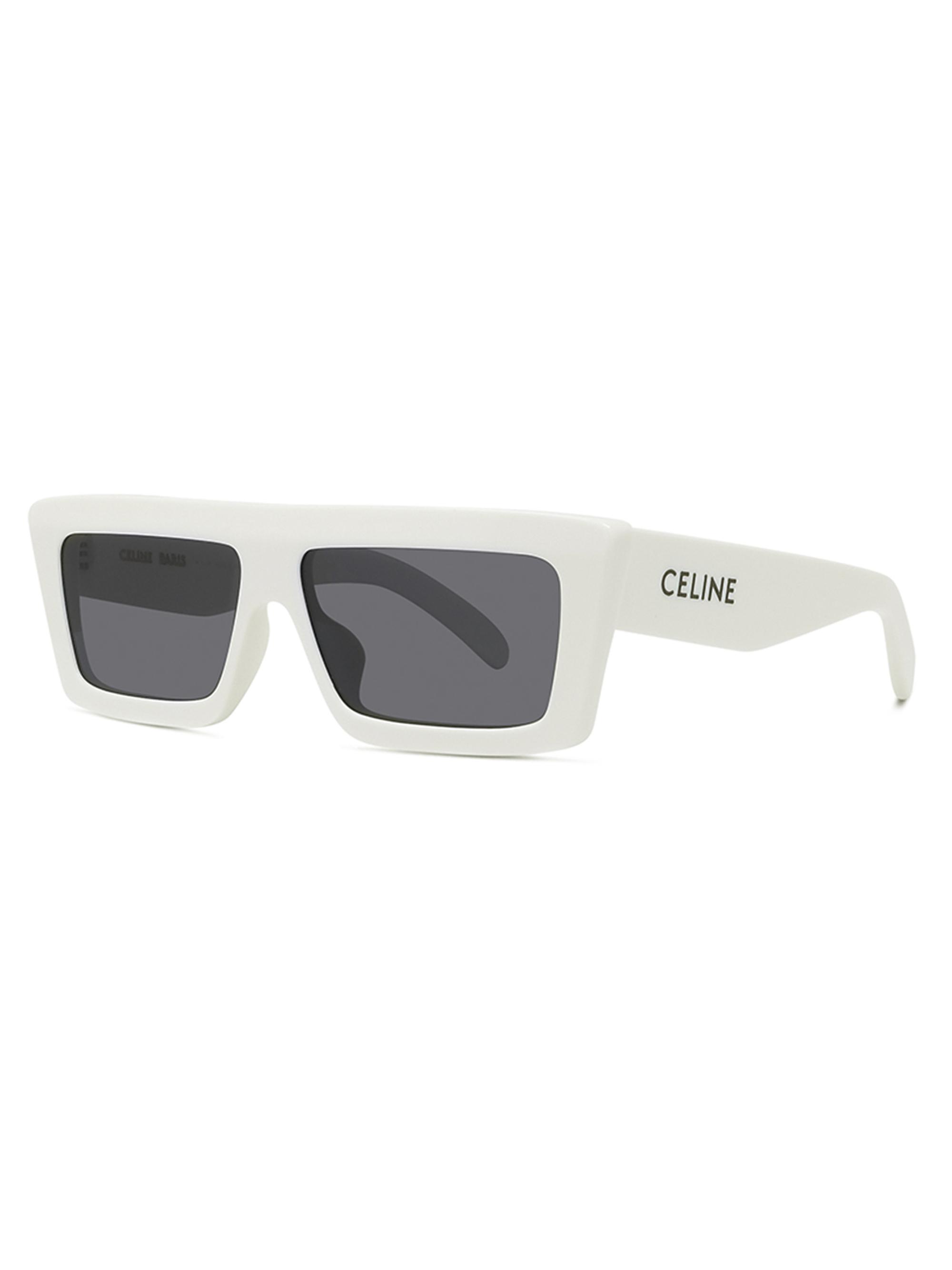 CELINE Men's 57MM Flat-Top Rectangular Sunglasses - White