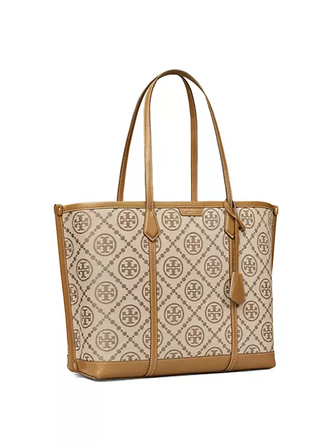 Tory Burch Brown Leather Small Triple Compartment Perry Tote Tory