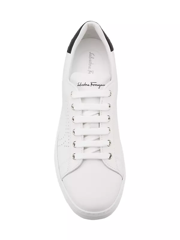 SALVATORE FERRAGAMO Size 9 White Leather Cap Toe Lace Up Shoes For Sale at  1stDibs