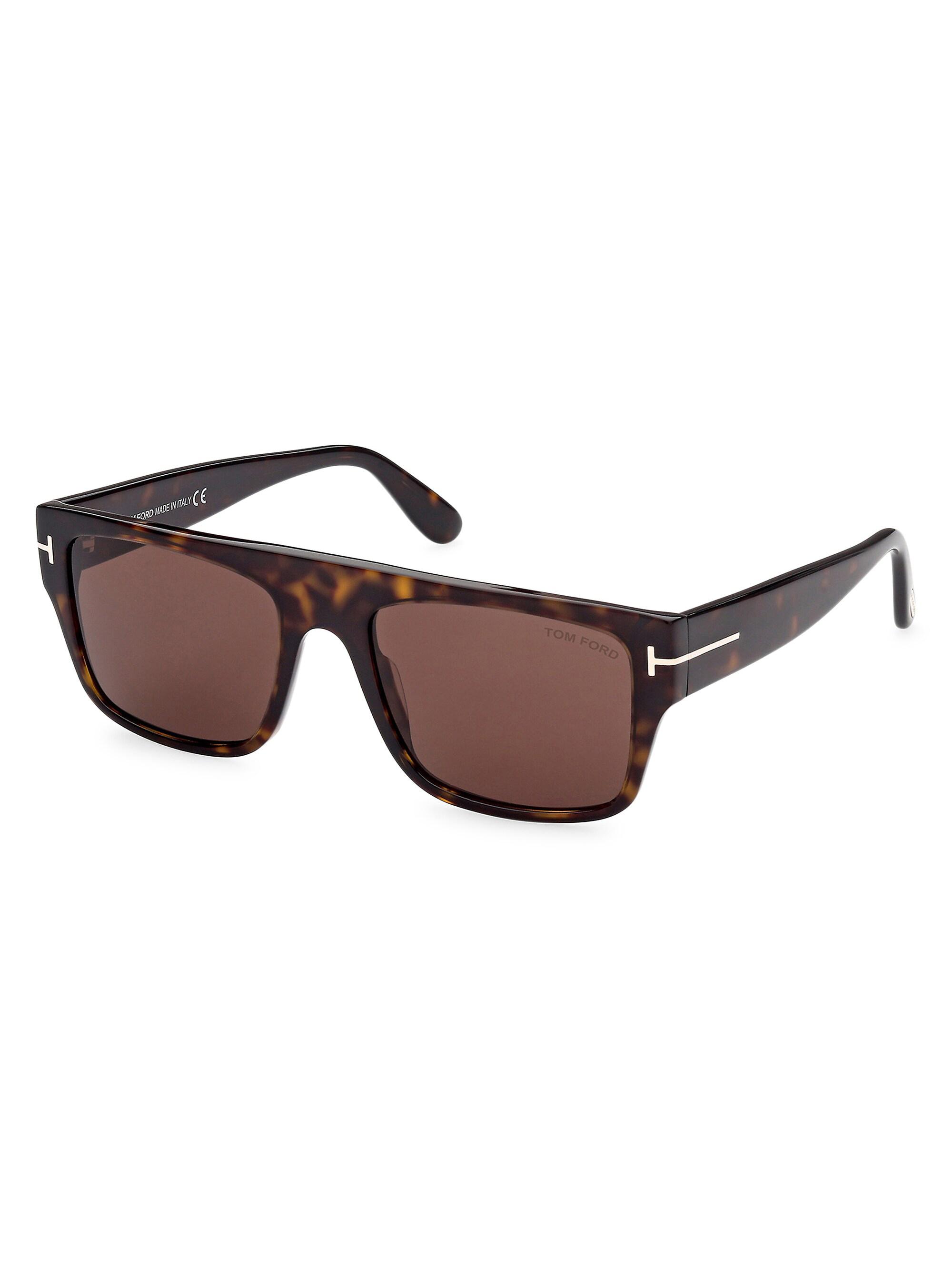 TOM FORD Men's Dunning-02 55MM Rectangular Sunglasses - Shiny Brown