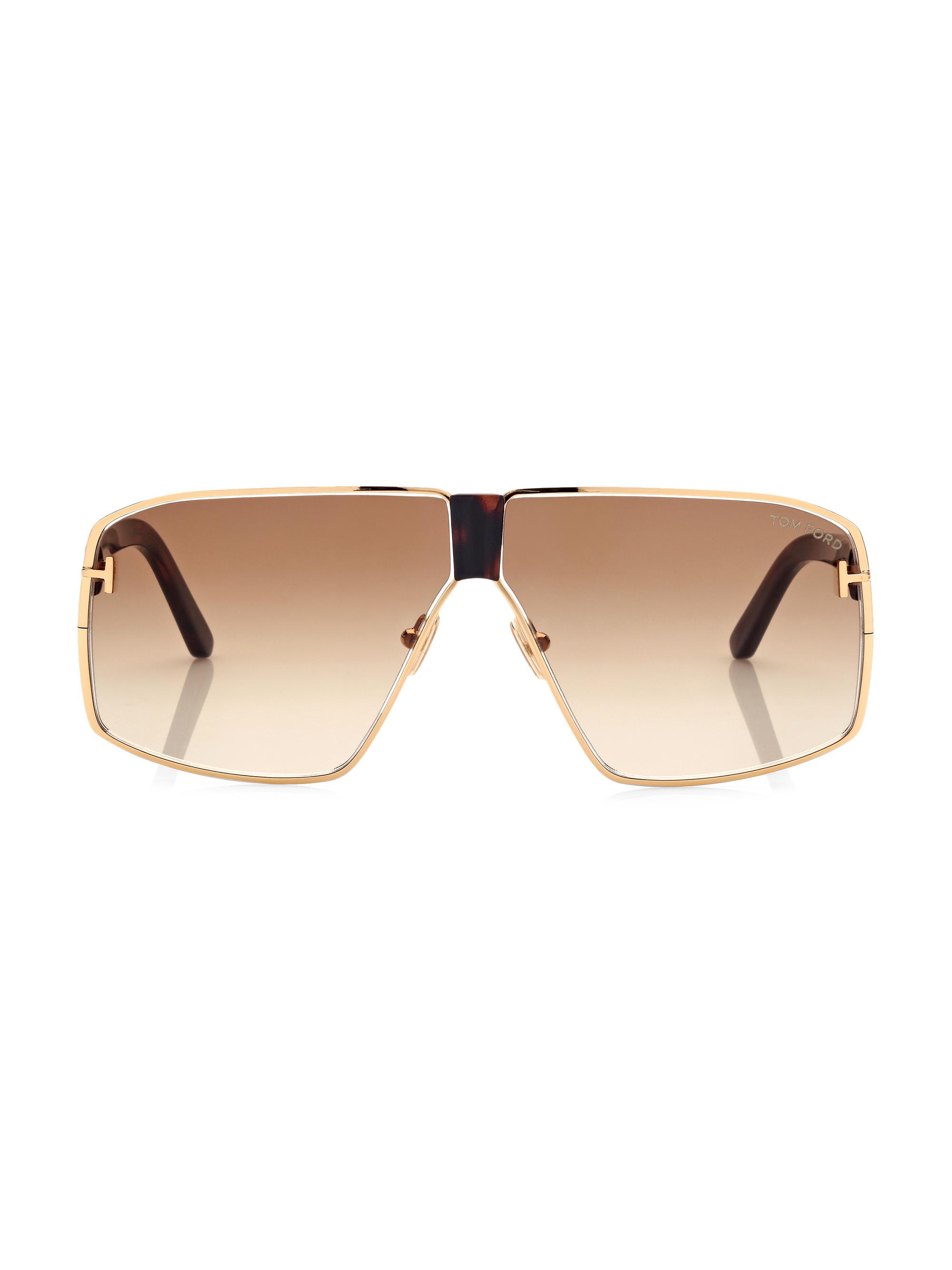 TOM FORD Men's Reno 66MM Shield Sunglasses - Shiny Yellow Gold