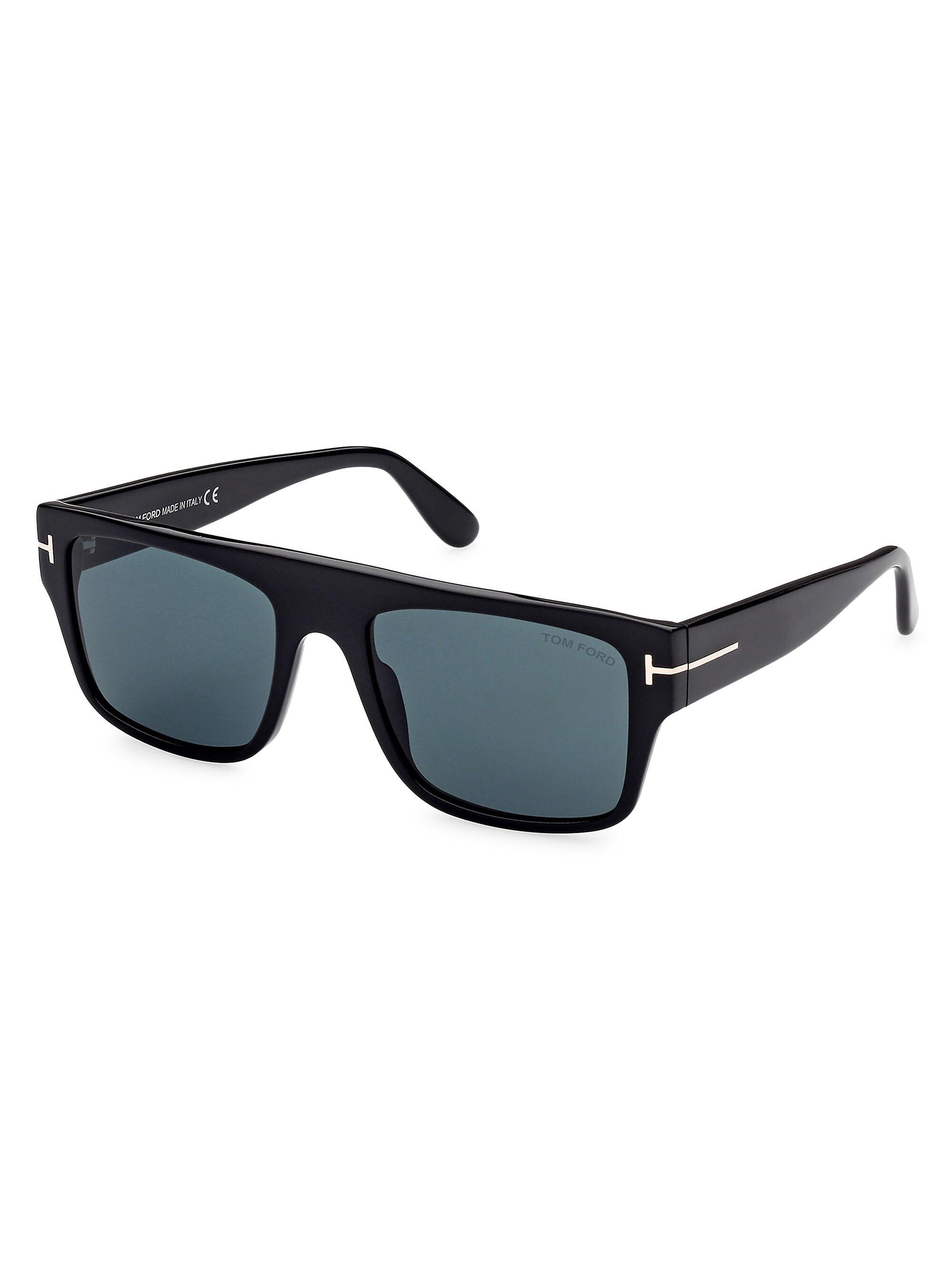 TOM FORD Men's Dunning-02 55MM Rectangular Sunglasses - Shiny Black