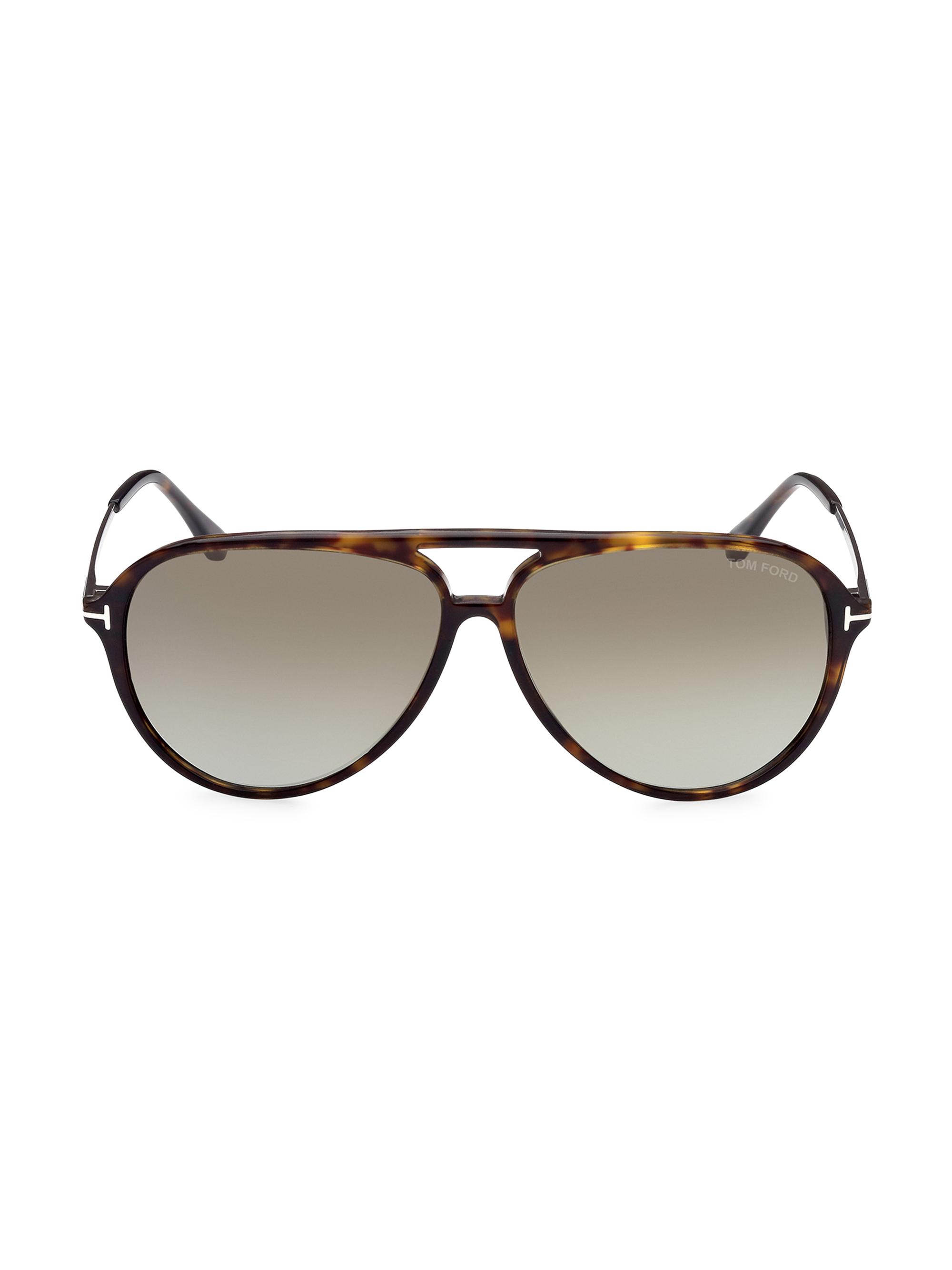 TOM FORD Men's Samson Havana 62MM Pilot Sunglasses - Dark Havana