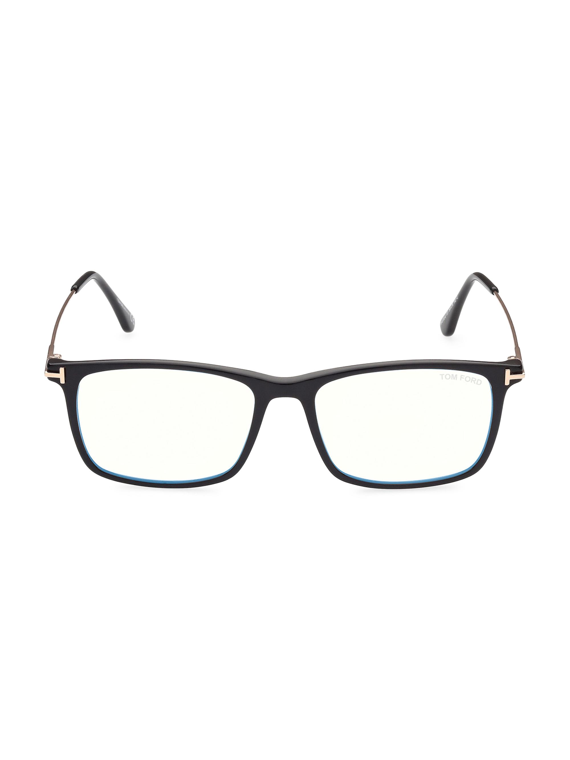 TOM FORD Men's Blue Filter 56MM Square Sunglasses - Shiny Black