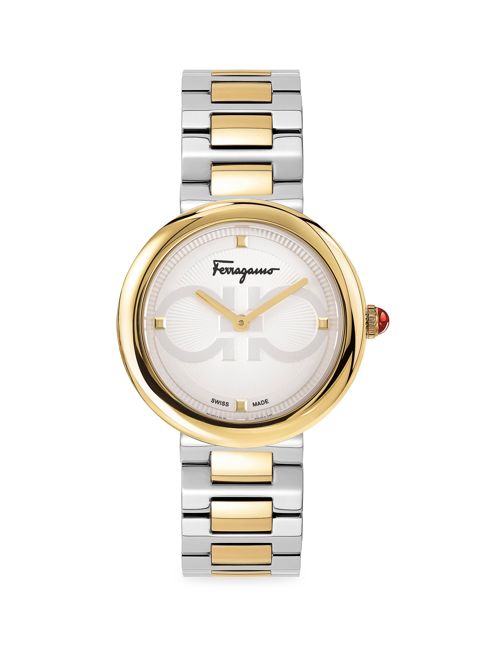 FERRAGAMO Men's Ferragamo Chic Yellow Gold & Stainless Steel Bracelet Watch - Gold