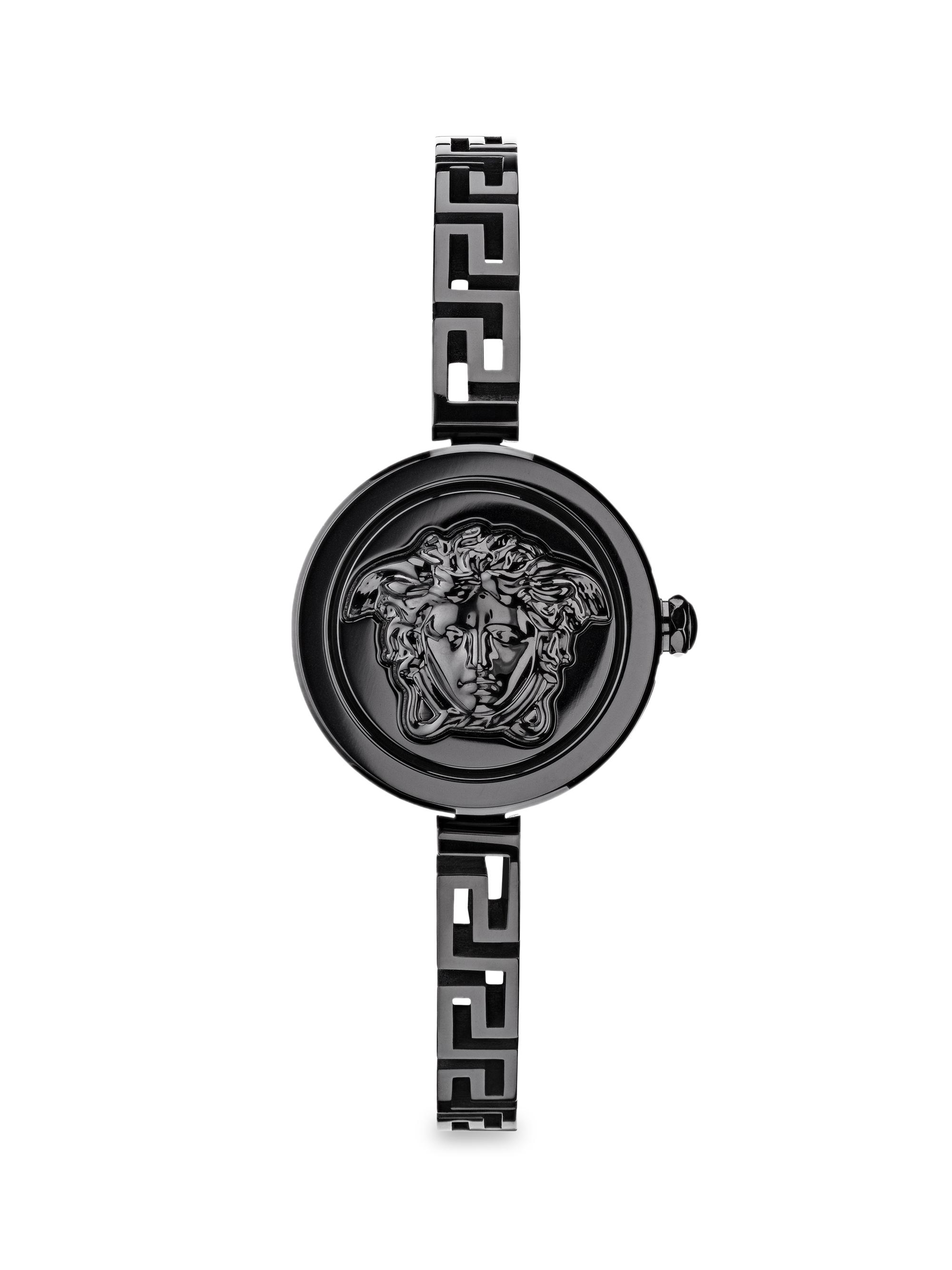 Versace Women's Medusa Secret IP Black Bracelet Watch - Silver