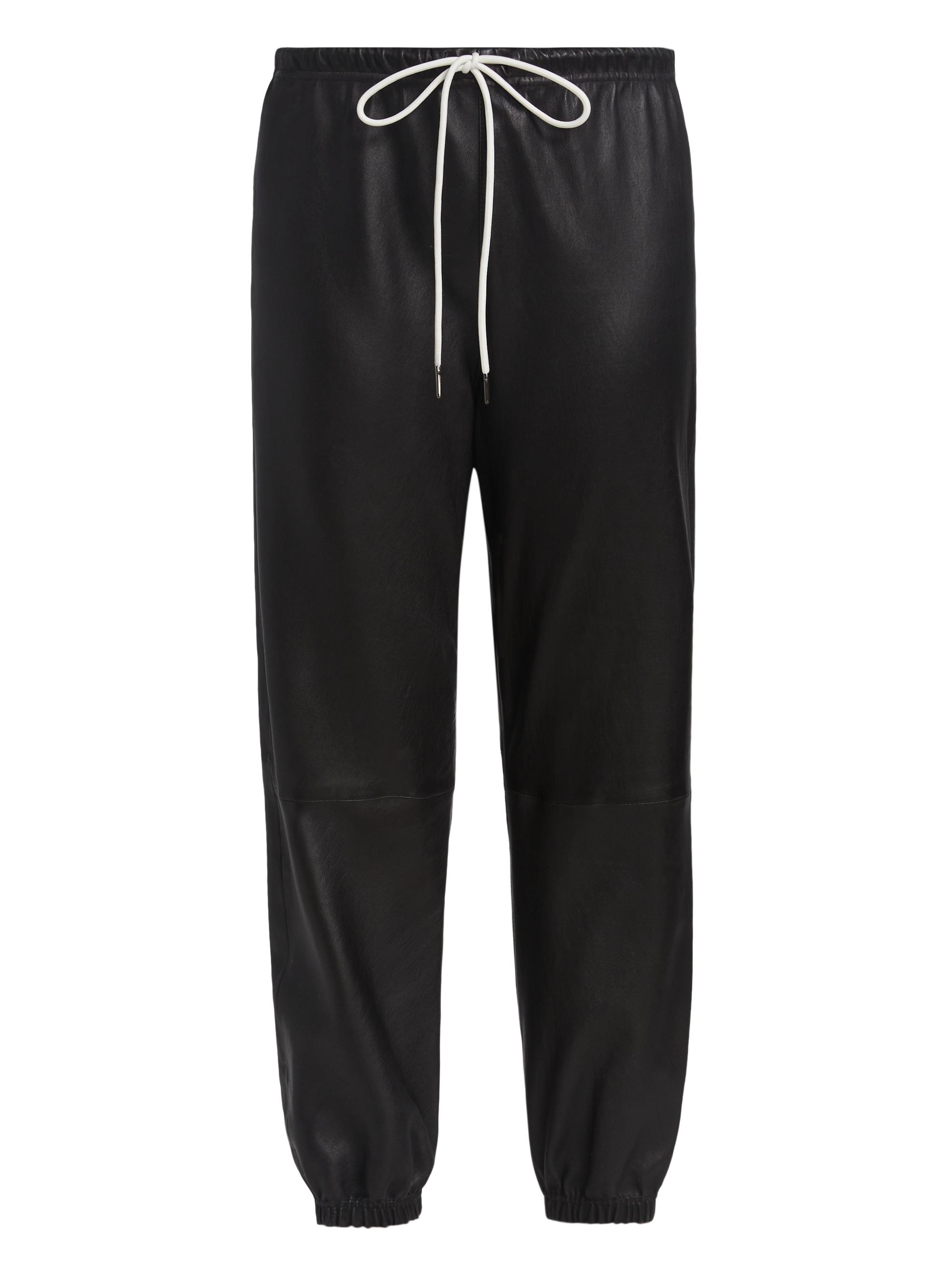 SPRWMN Women's Leather Jogger Pants - Black