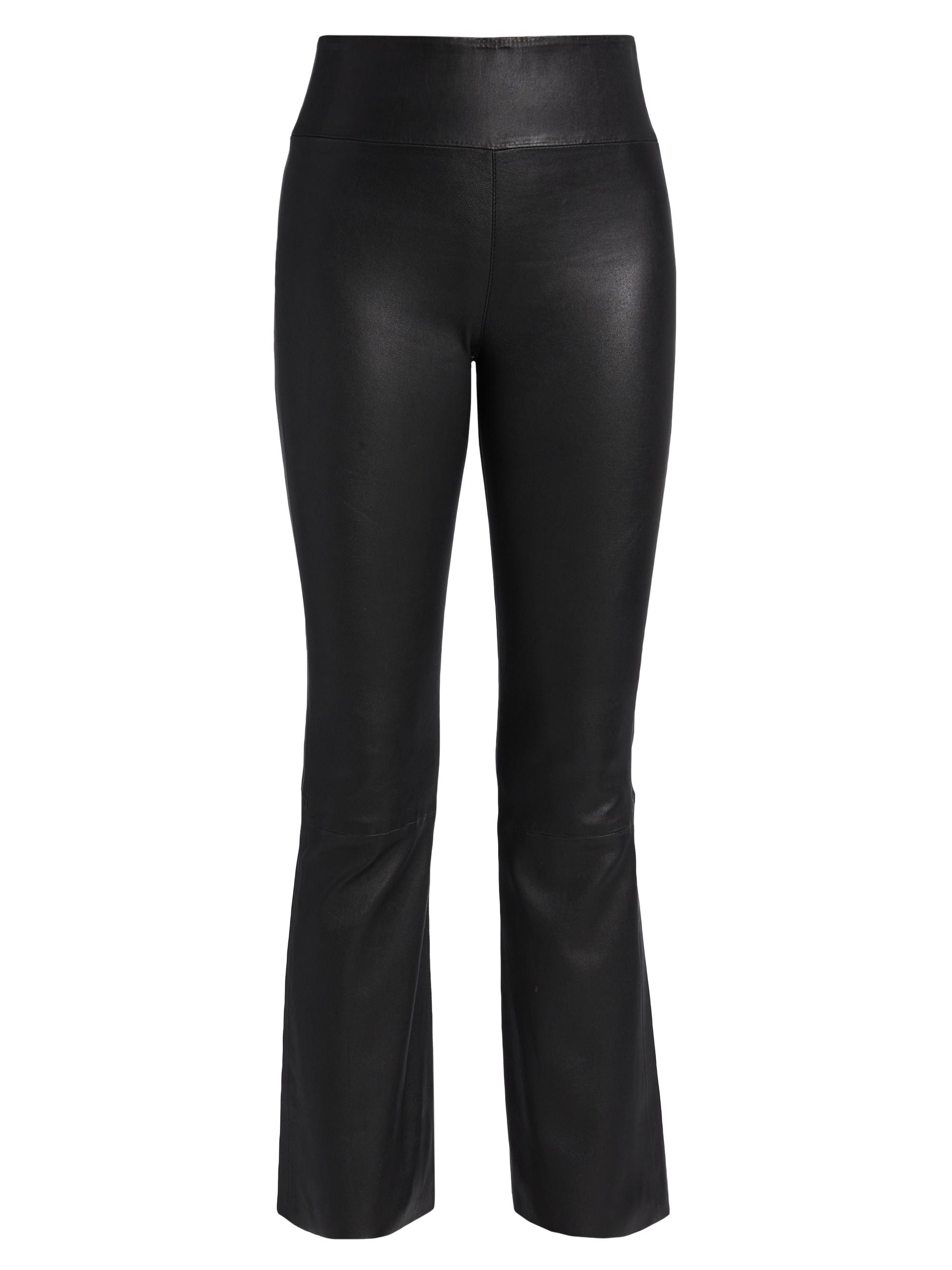 SPRWMN Women's Leather Flare Ankle Leggings - Black