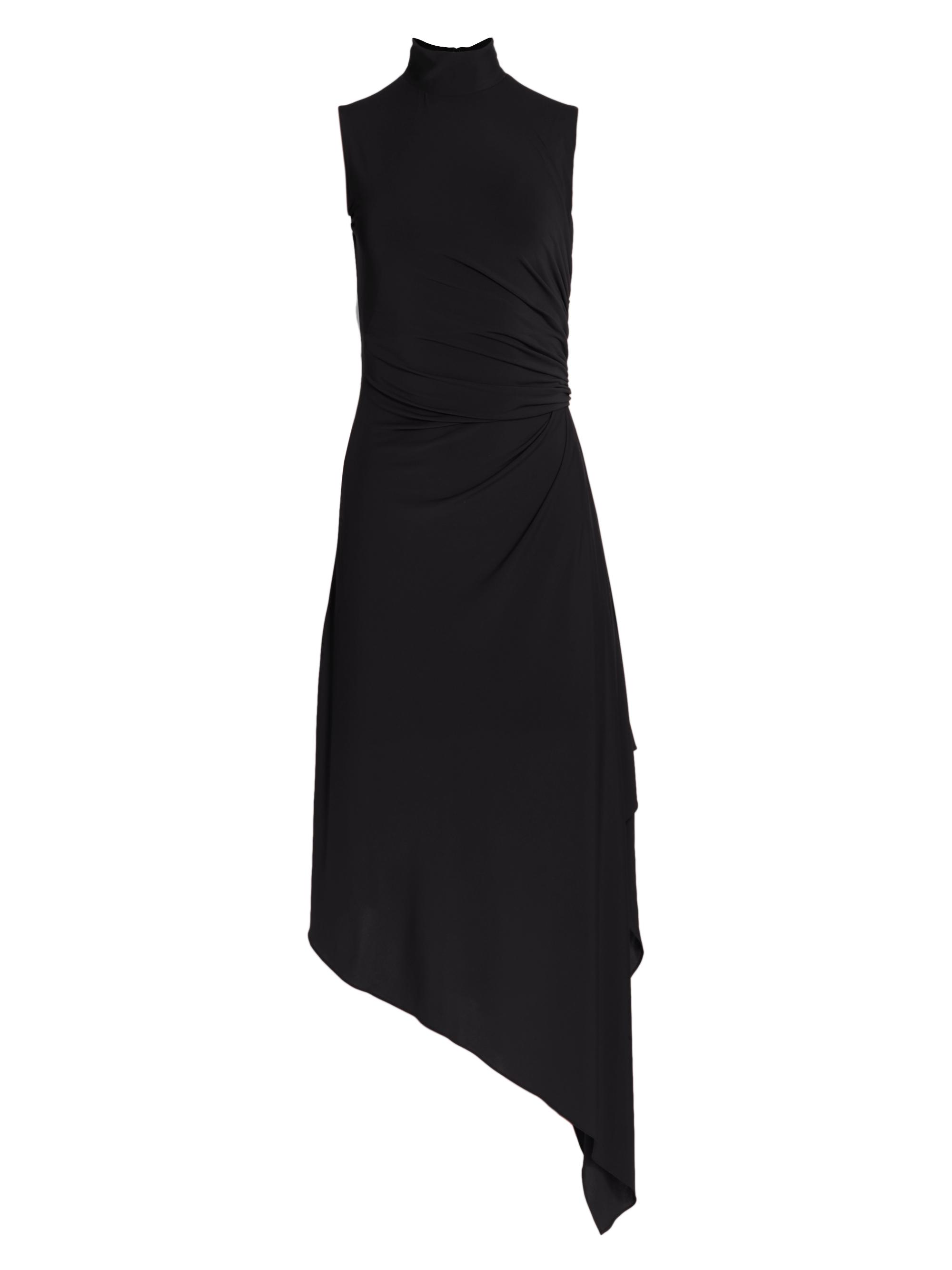 Halston Women's Layla Jersey Asymmetric Drape Dress - Jet Black
