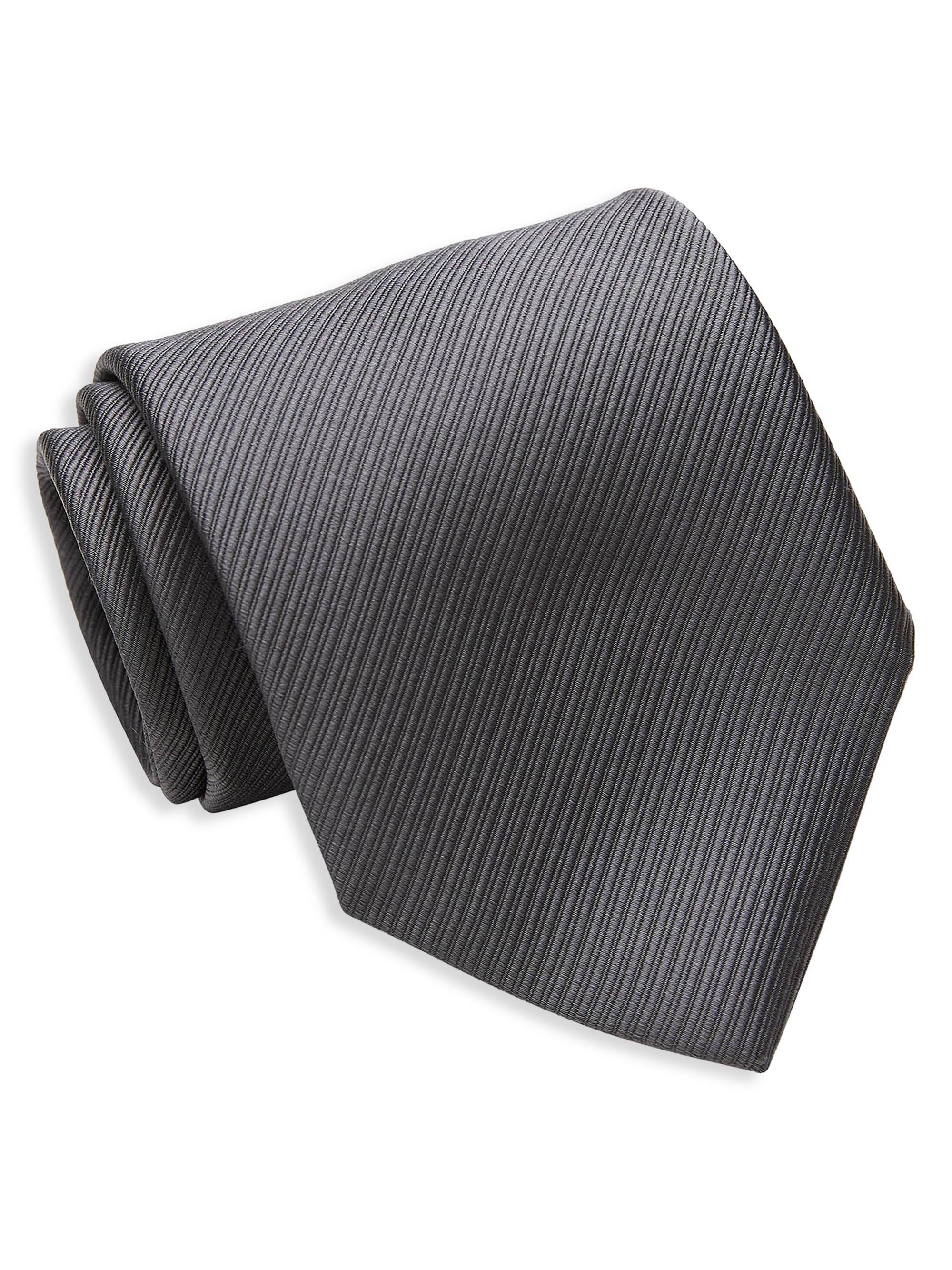 David Donahue Men's Classic Silk Tie - Charcoal