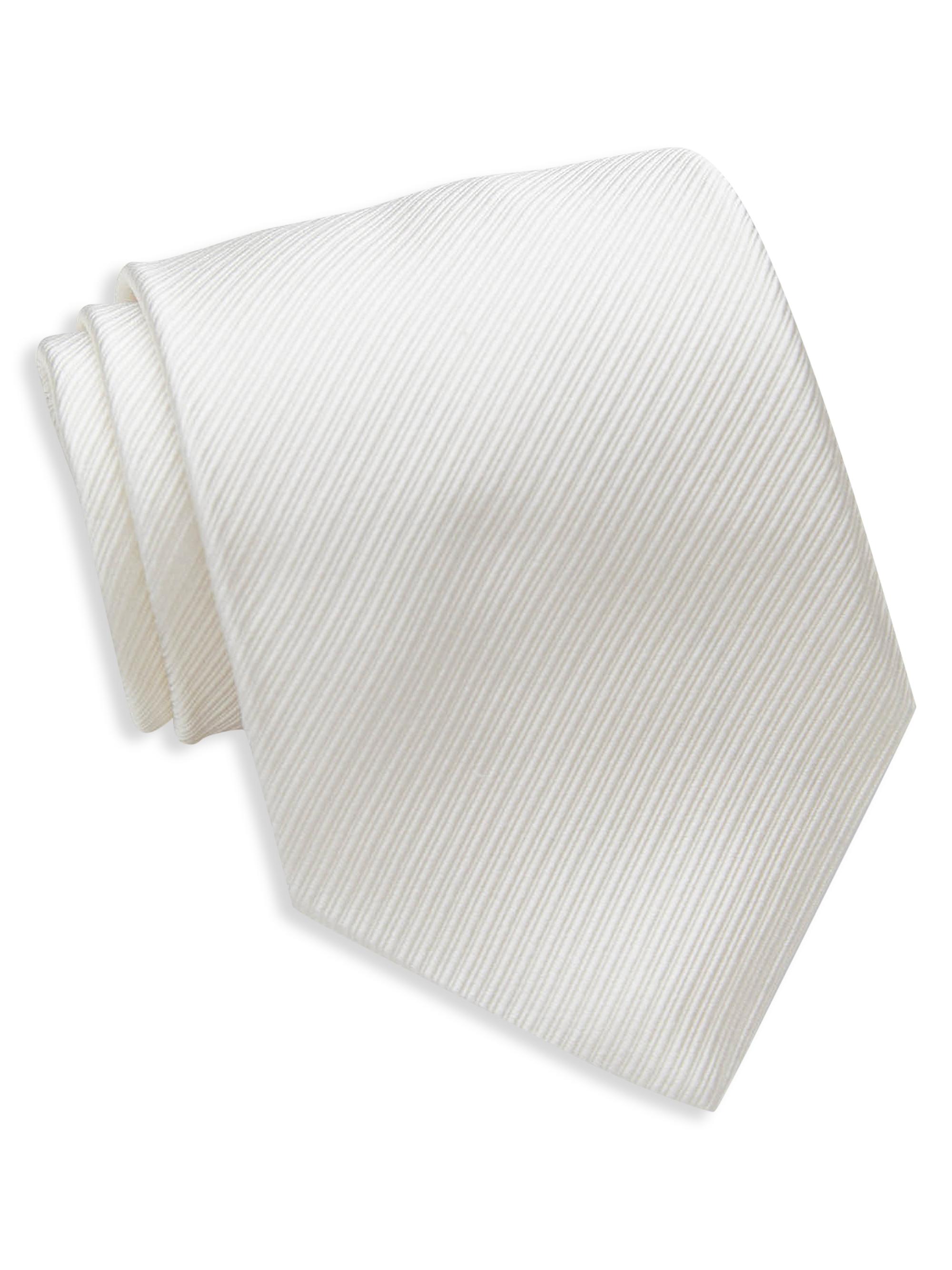 David Donahue Men's Classic Silk Tie - White