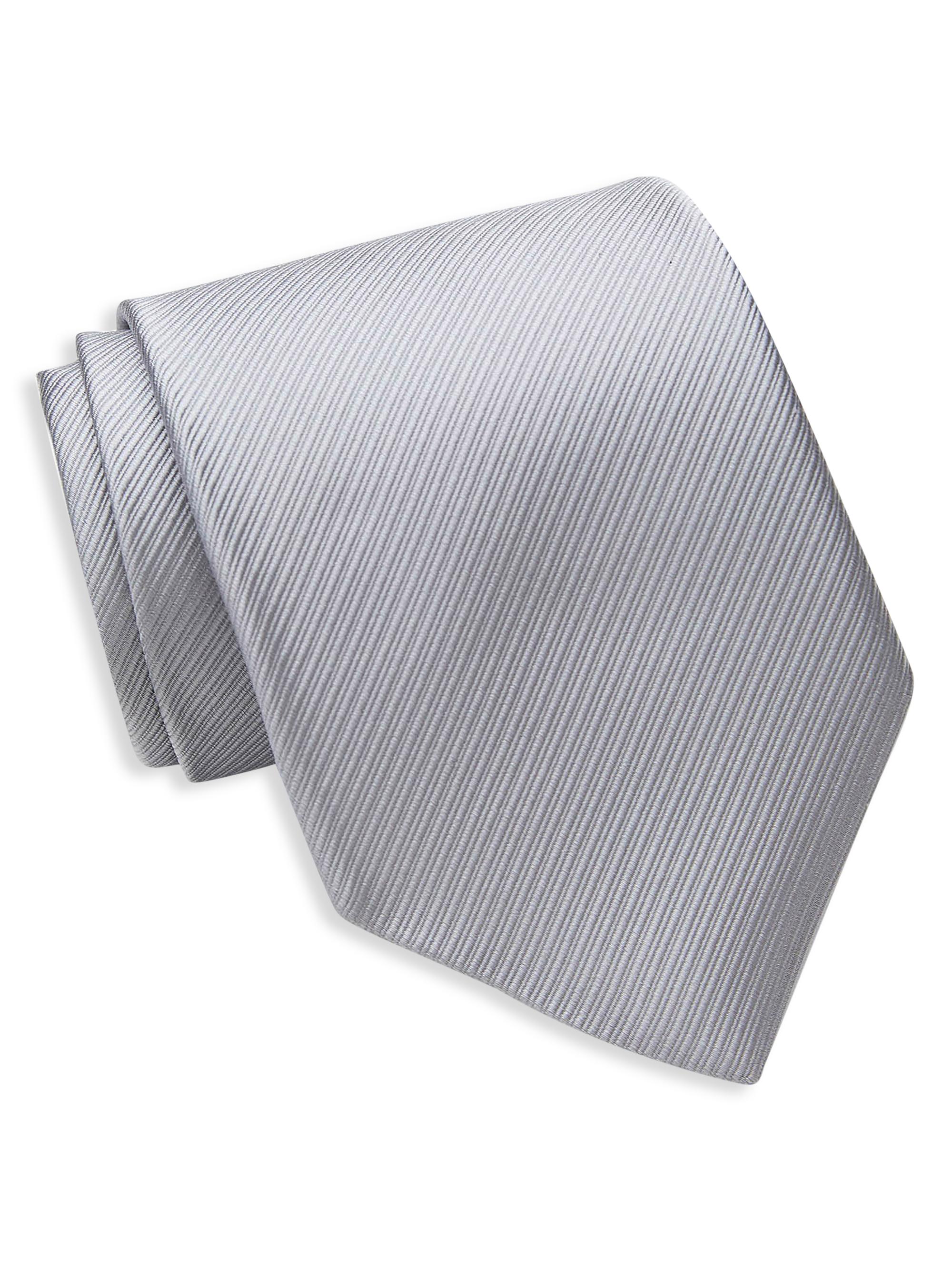 David Donahue Men's Classic Silk Tie - Silver