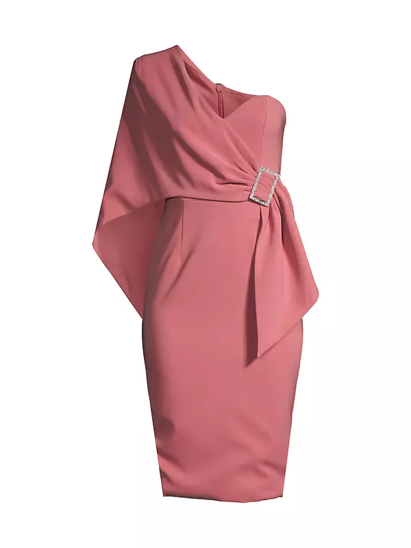 One-Shoulder Cape Buckle Dress
