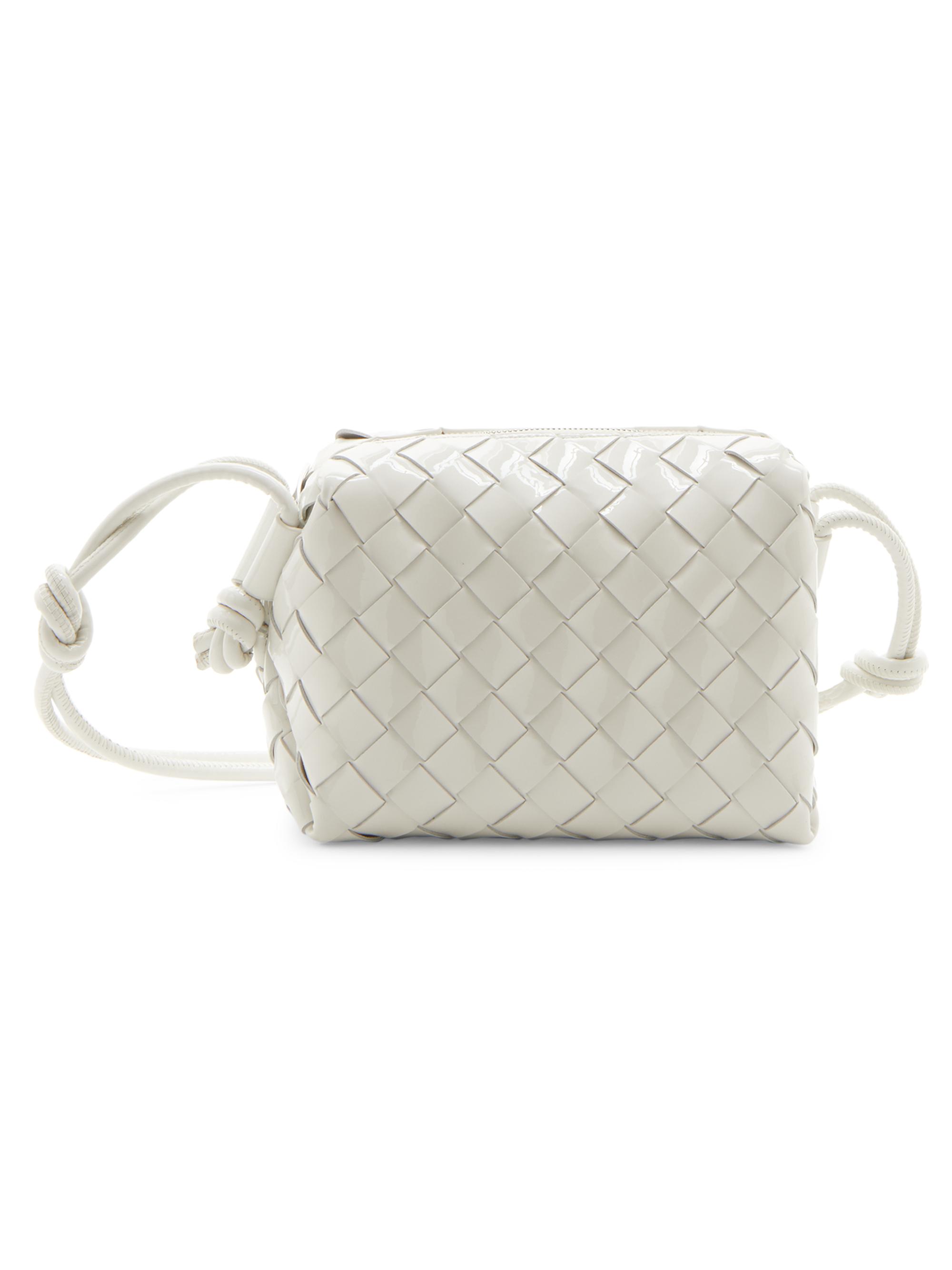 Bottega Veneta Women's  Nodini Intrecciato Leather Shoulder Bag - White Silver