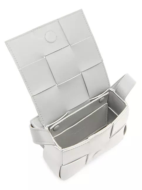 Cassette Small Metallic Leather Shoulder Bag in Silver - Bottega Veneta