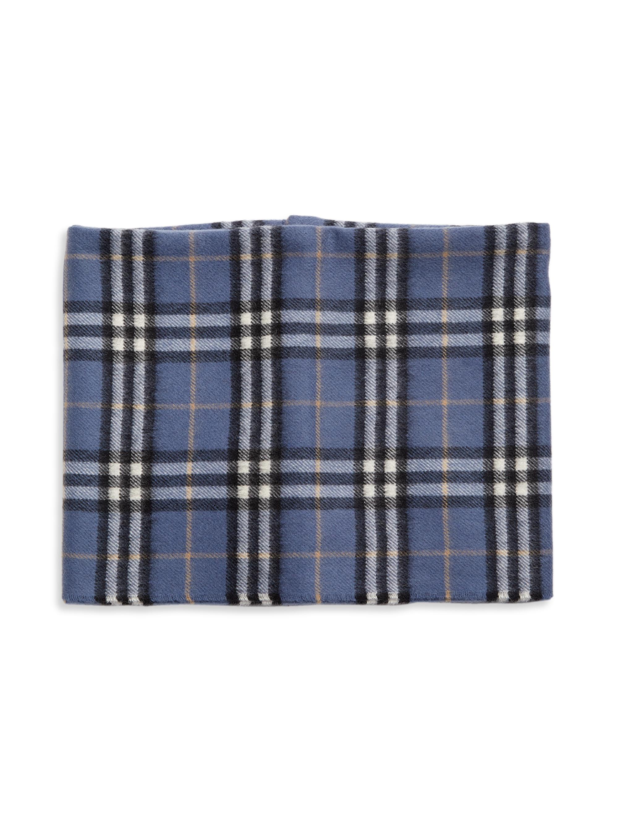 Burberry Kid's Logo Check Cashmere Snood - Pebble Blue