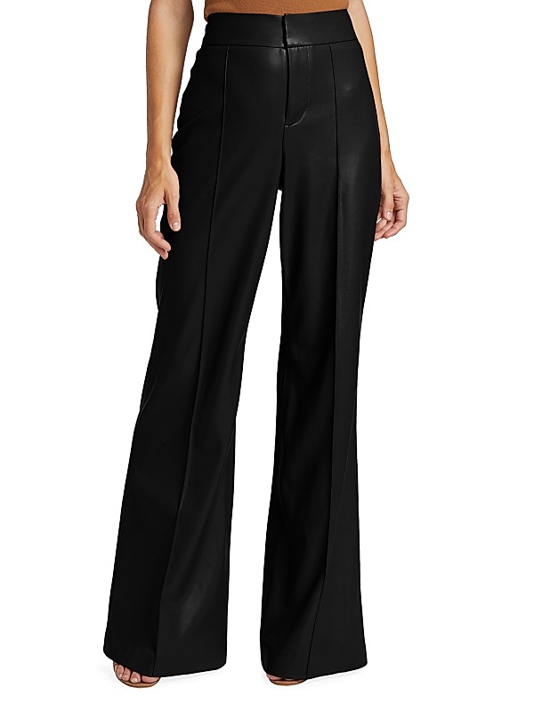 Shop Alice + Olivia Dylan Wide-Leg Vegan Leather Pants Shop Alice + Olivia Dylan Wide-Leg Vegan Leather Pants