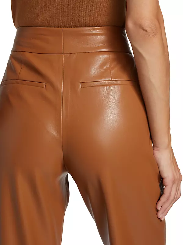 Wide-Leg High-Rise Stretch Faux Leather Pants - Petite, Petite