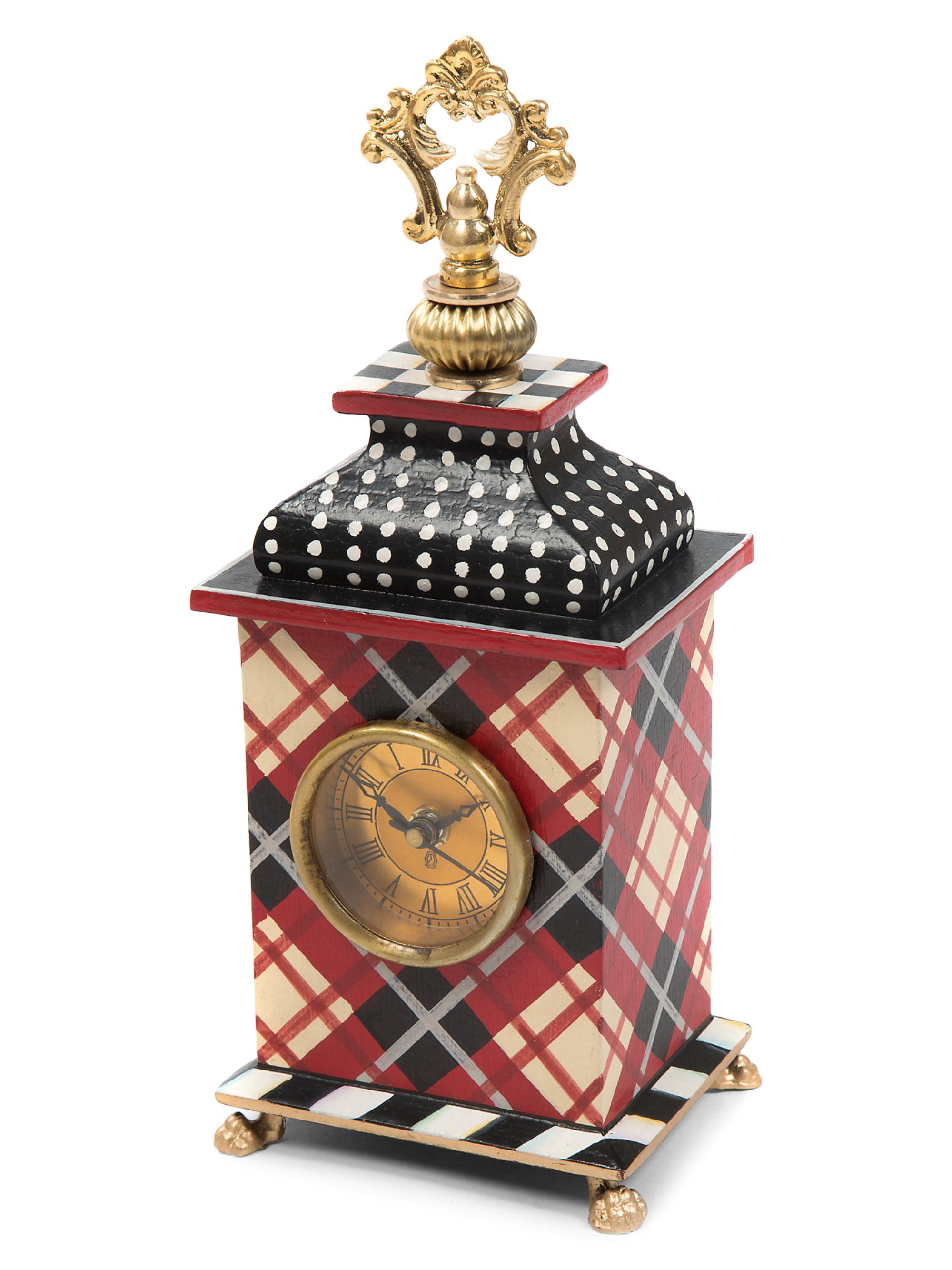 MacKenzie-Childs Marylebone Wood & Brass Carriage Clock