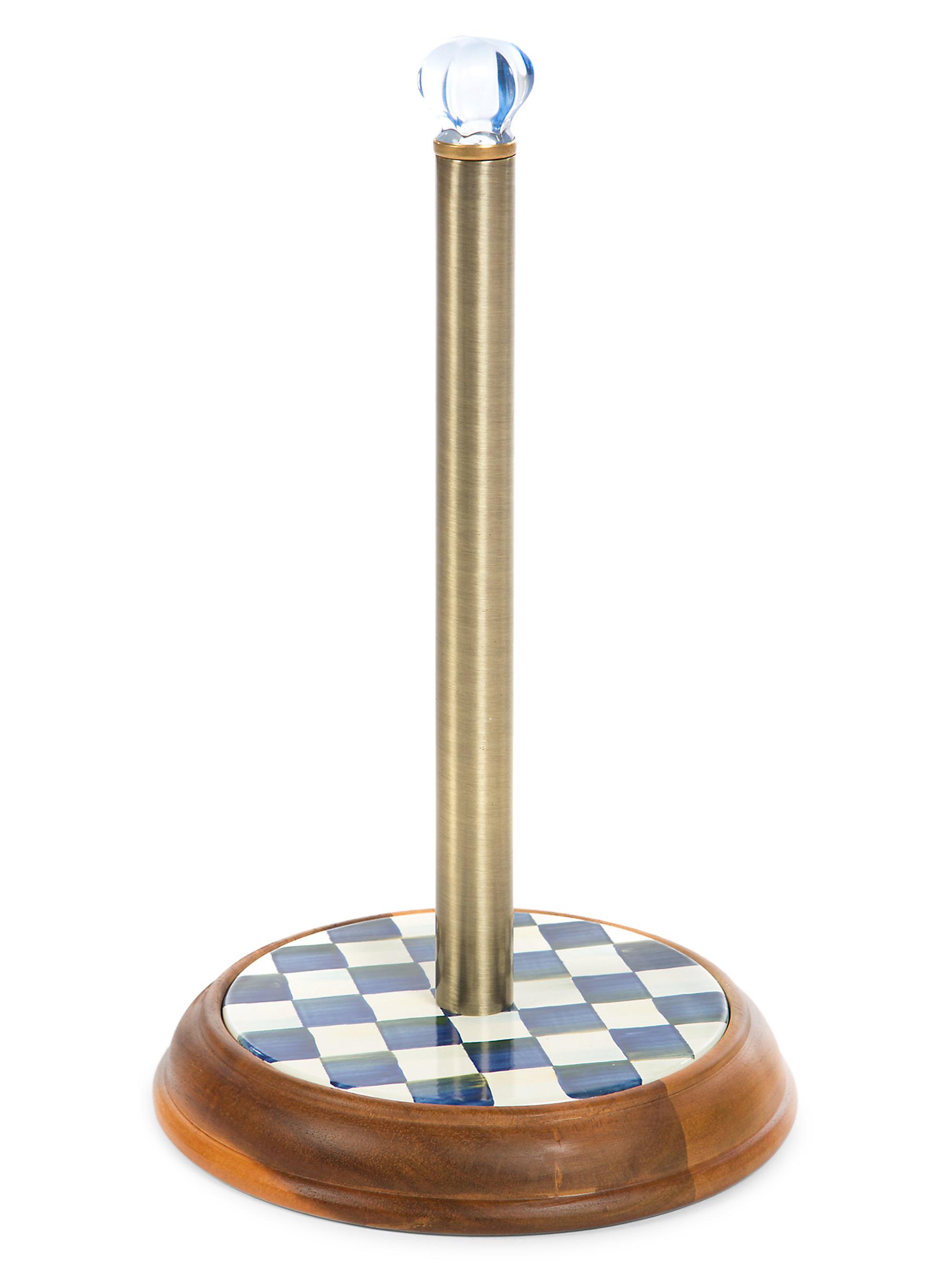 MacKenzie-Childs Royal Check Wood Paper Towel Holder