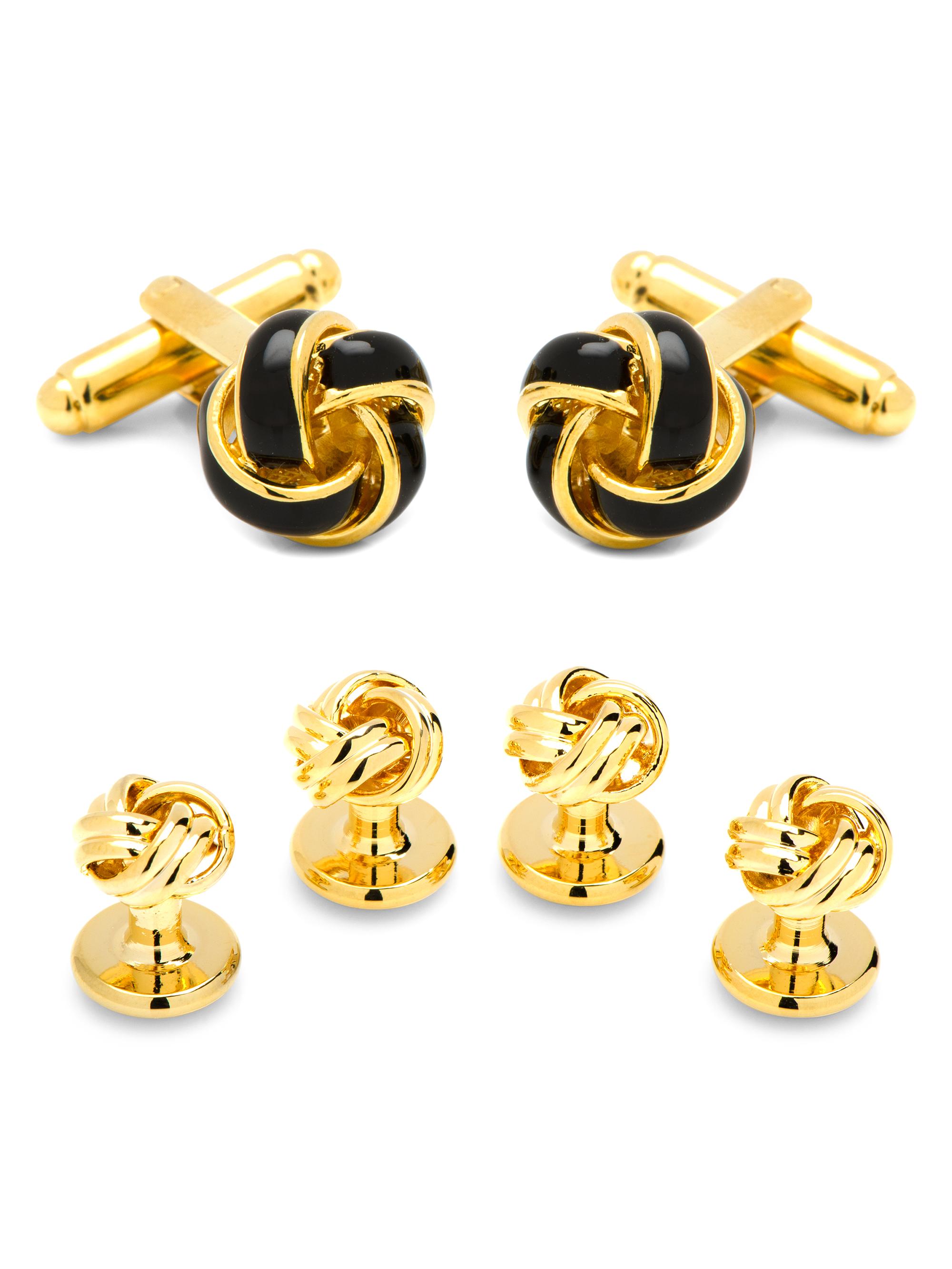 Cufflinks, Inc. Men's 3-Piece Ox And Bull Trading Co. Black And Gold Knot Stud Set - Gold