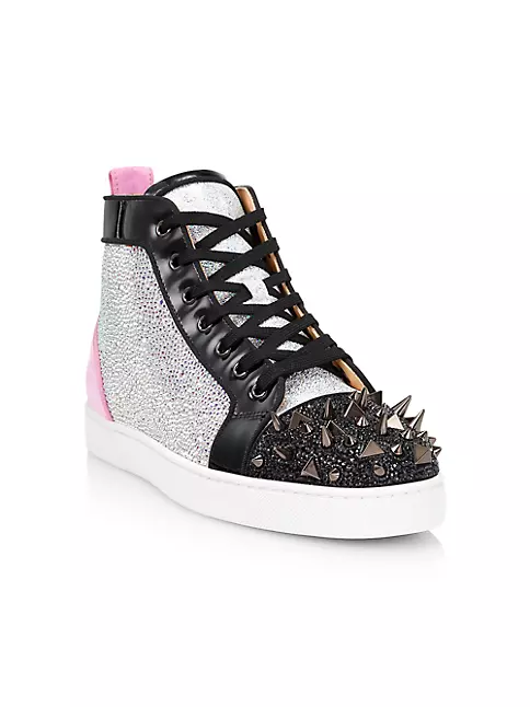 Louis Junior Strass - Sneakers - Suede calf and strass - Black - Christian  Louboutin