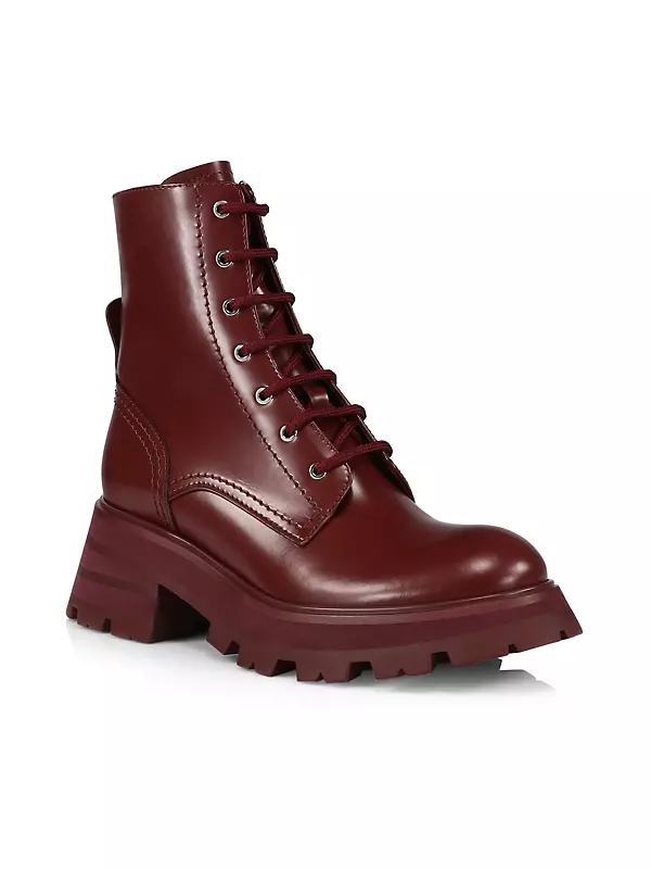 Tread Leather Lace-Up Combat Boots
