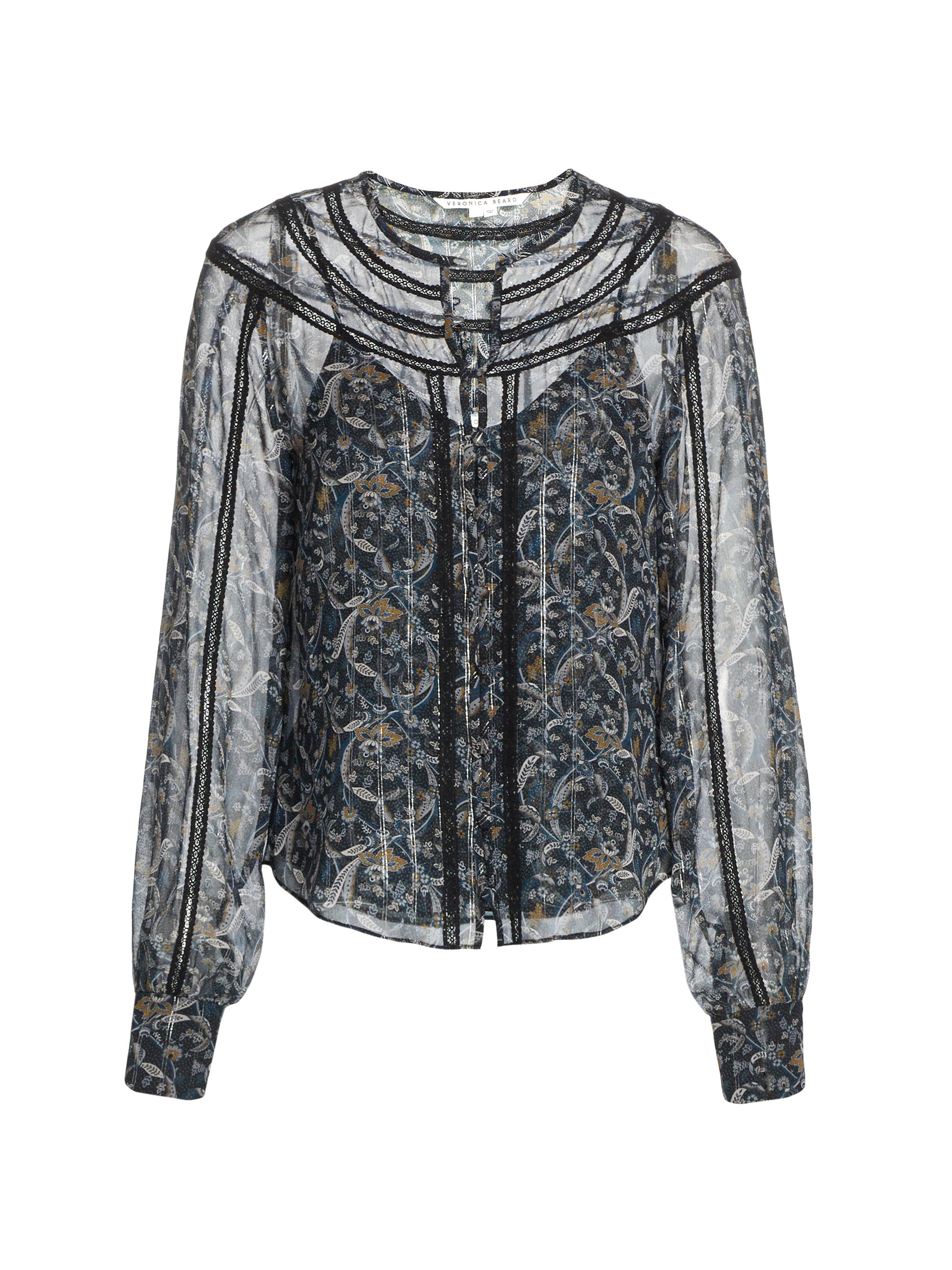 Veronica Beard Women's Vale Sheer Top - Black Multi