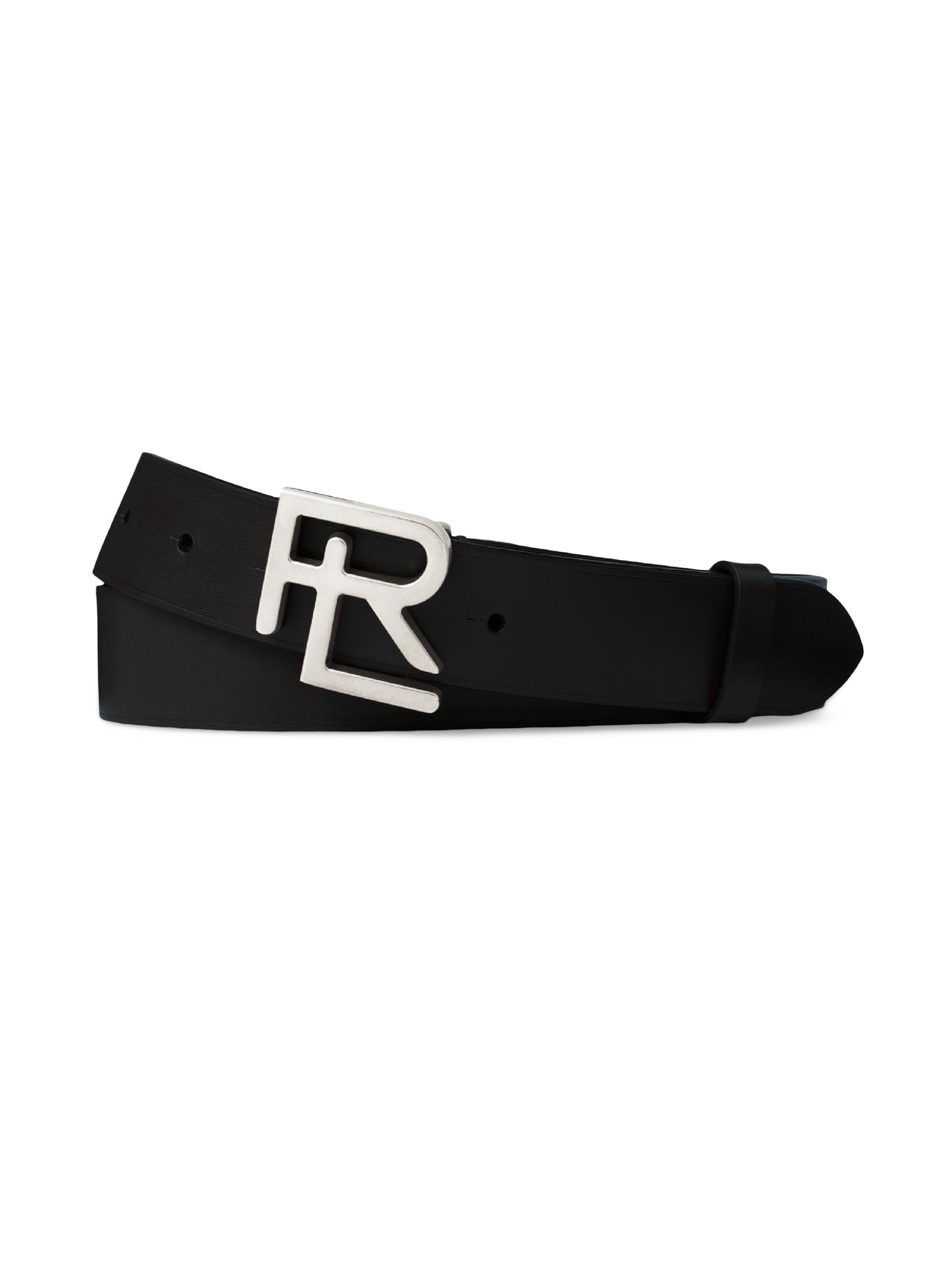 Ralph Lauren Purple Label Men's Logo Leather Belt - Black