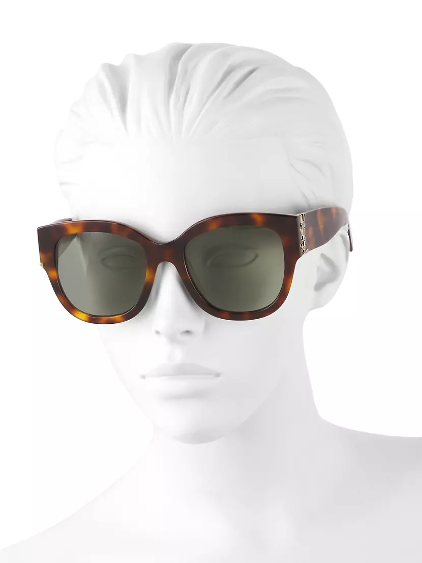 Shop Saint Laurent Monogram Acetate 56MM Cat Eye Sunglasses