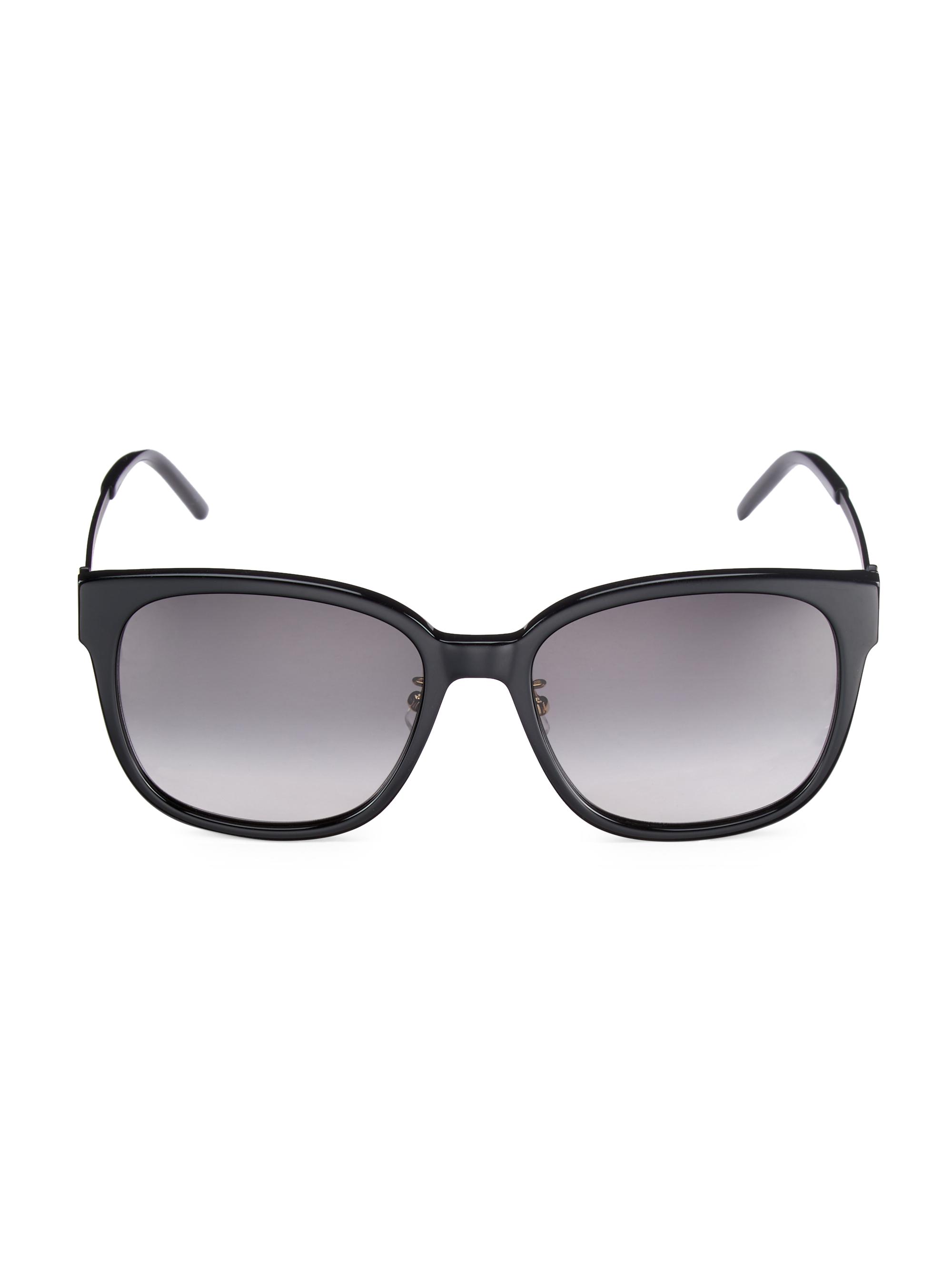 Saint Laurent Women's 56MM Square Sunglasses - Shiny Black