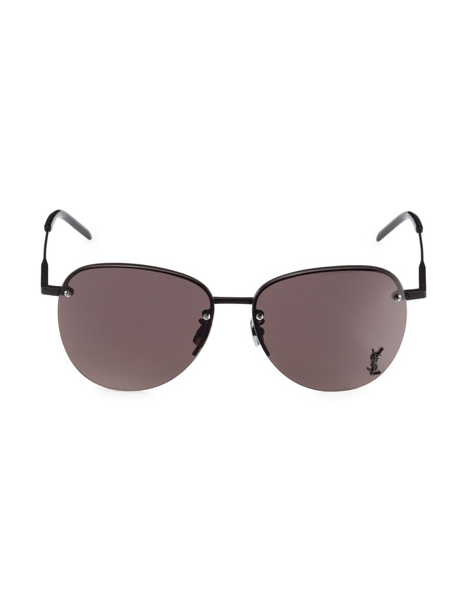Saint Laurent Monogram Pin 61MM Aviator Sunglasses | Saks Fifth Avenue