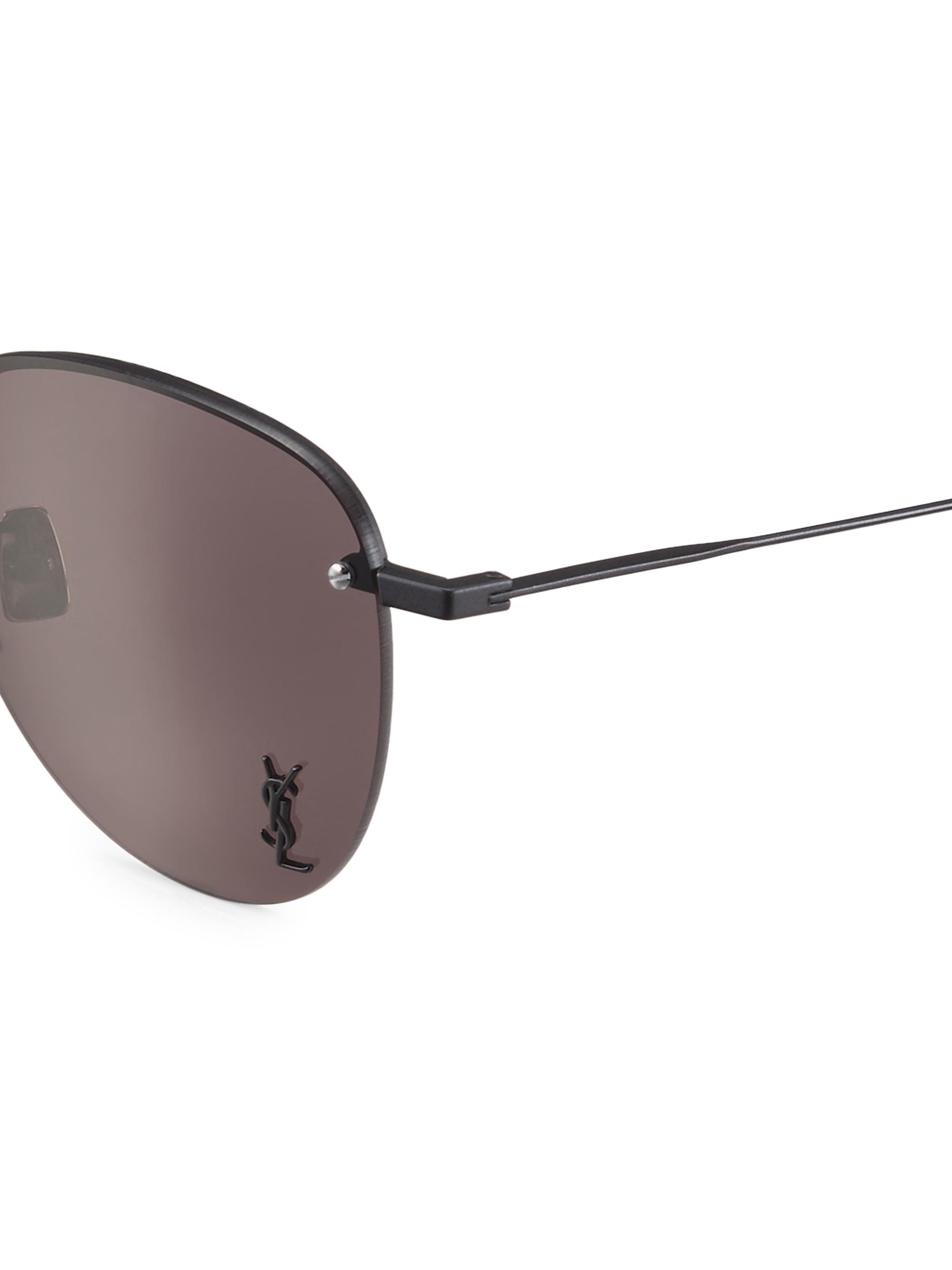 Saint Laurent Monogram Pin 61MM Aviator Sunglasses | Saks Fifth Avenue
