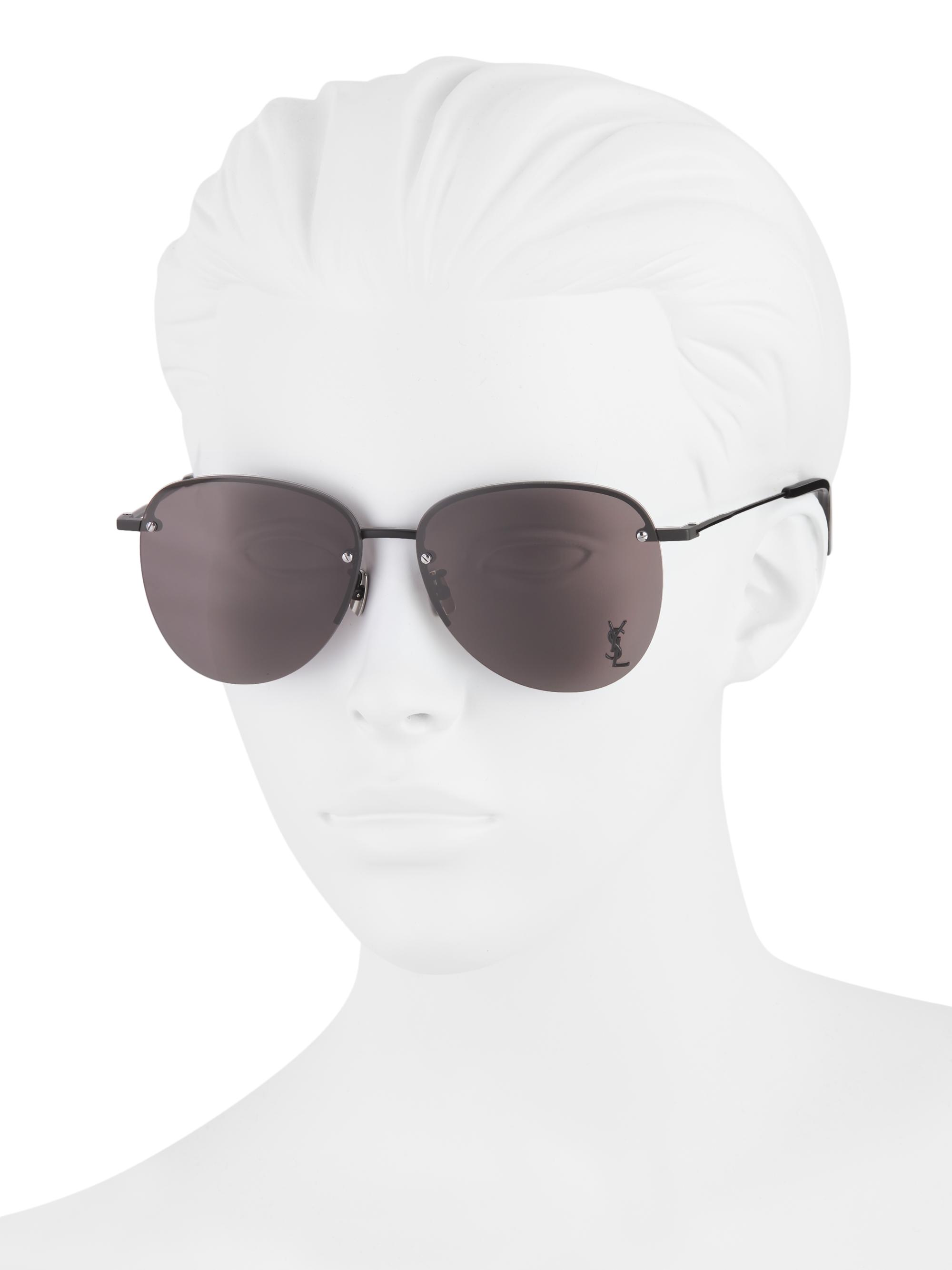 Saint Laurent Monogram Pin 61MM Aviator Sunglasses | Saks Fifth Avenue
