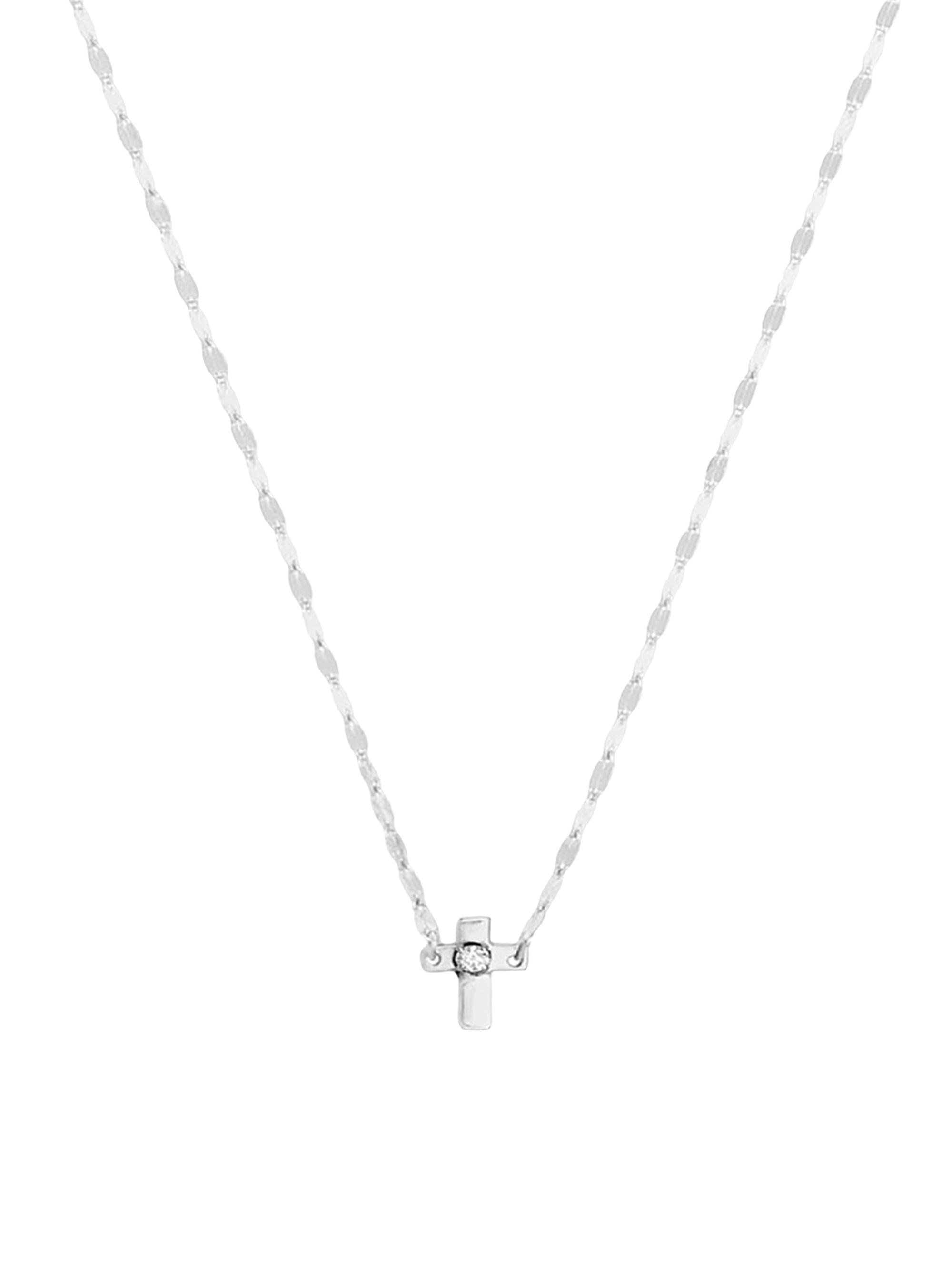 Lana Women's 14K White Gold & Diamond Mini Cross Pendant Necklace - White Gold