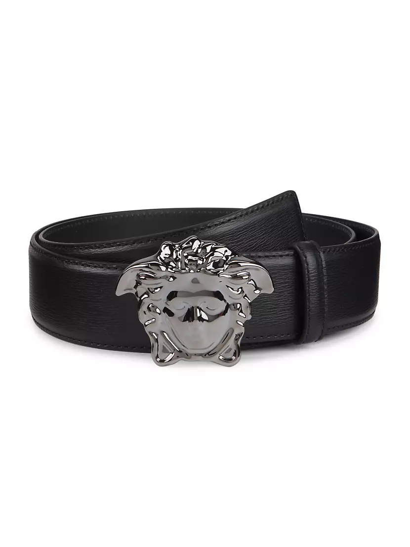 Versace Medusa Head Black Leather Belt (Size 85/34)