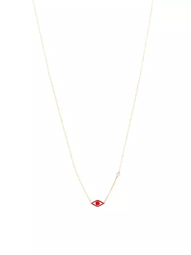 14K Gold & Diamond Mini Evil Eye Necklace