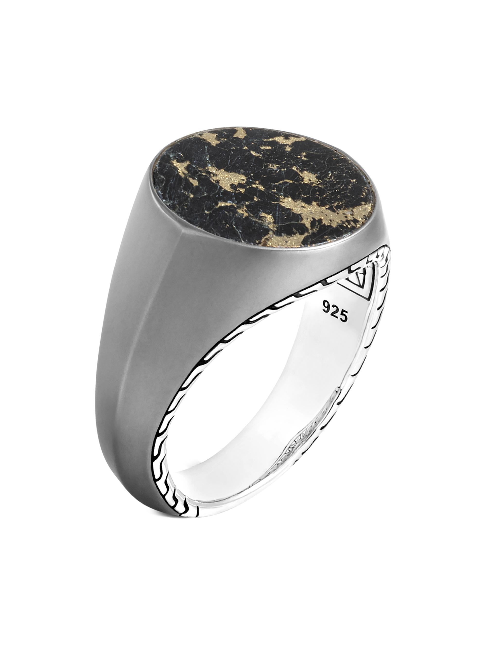 John Hardy Men's Sterling Silver & Apache Gold Signet Ring - Black Silver