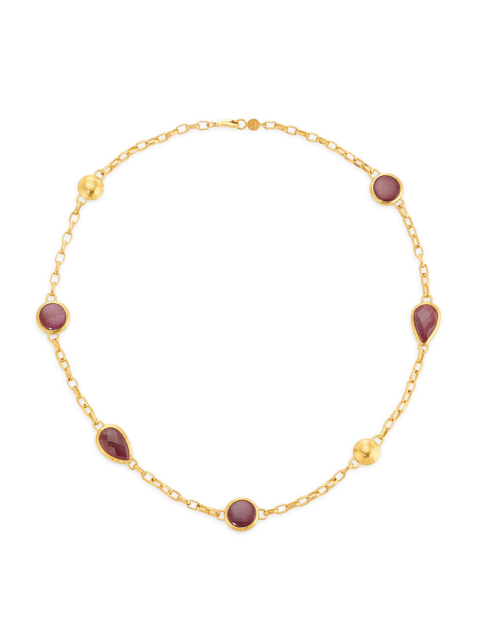 Gurhan Women's Elements Hue 24K Yellow Gold & Ruby Station Necklace - Yellow Gold