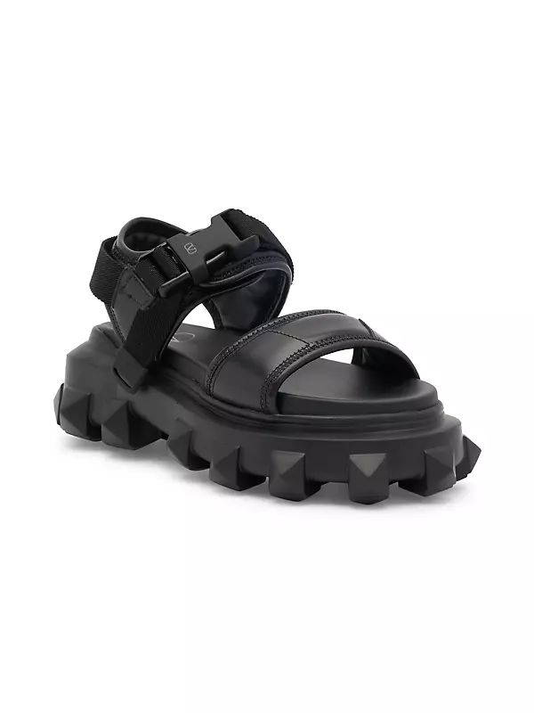 Rockstud Leather Rubber-Sole Dad Sandals