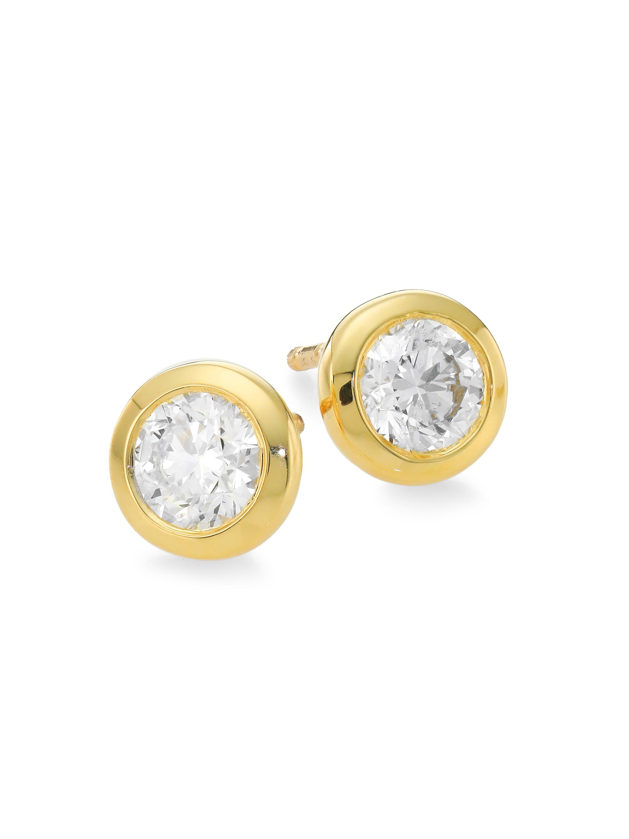 Roberto Coin Women's 18K Yellow Gold & 1.00 TCW Diamond Bezel Stud Earrings - Yellow Gold